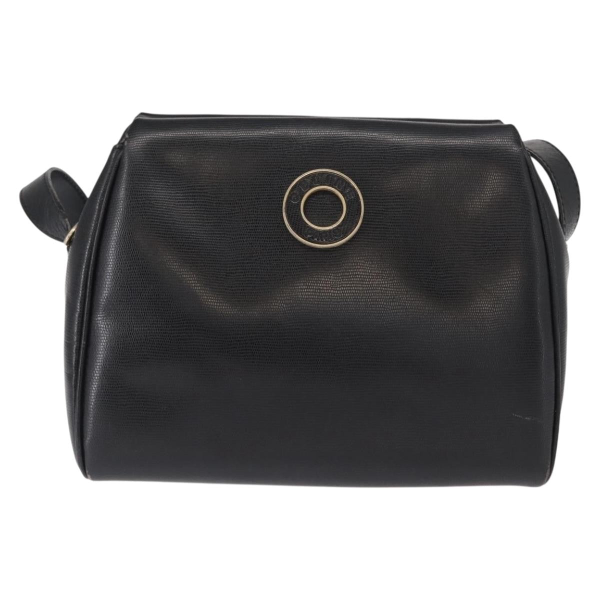 Celine Vintage Circle Logo Leather Black Leather Shoulder Bag Bag (Pre-Owned)