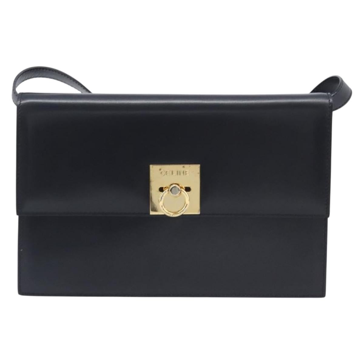 Celine Shoulder Leather Black Leather Shoulder Bag Bag (Pre-Owned)