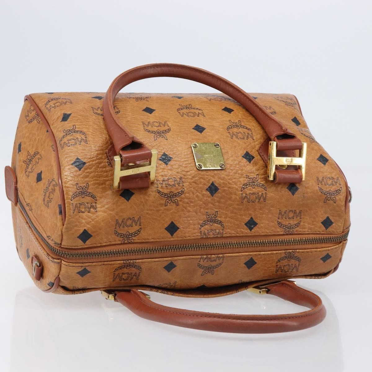 MCM Visetos Logogramme Leather Brown Leather Handbag (Pre-Owned)