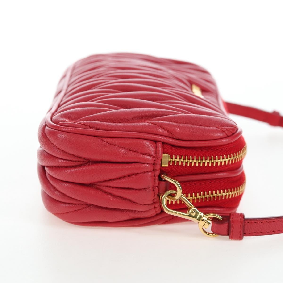 Miu Miu Tech Matelasse Leather Red Leather Crossbody Bag Bag (Pre-Owned)