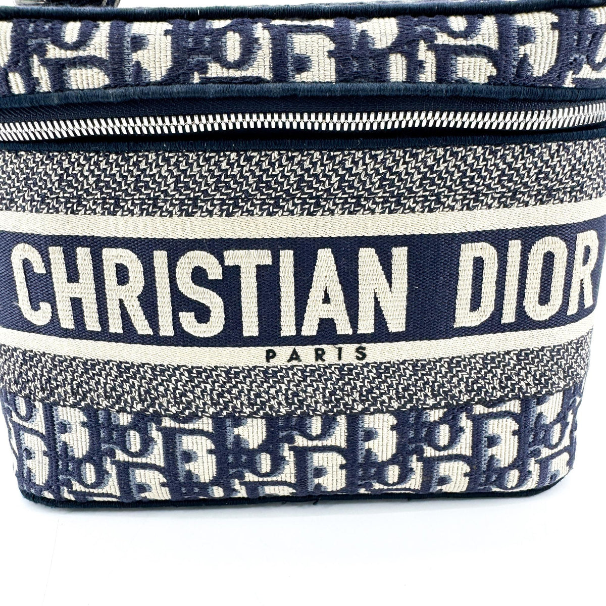 Christian Dior Diortravel Vanity Case Oblique Canvas Beige Canvas Handbag (Pre-Owned)