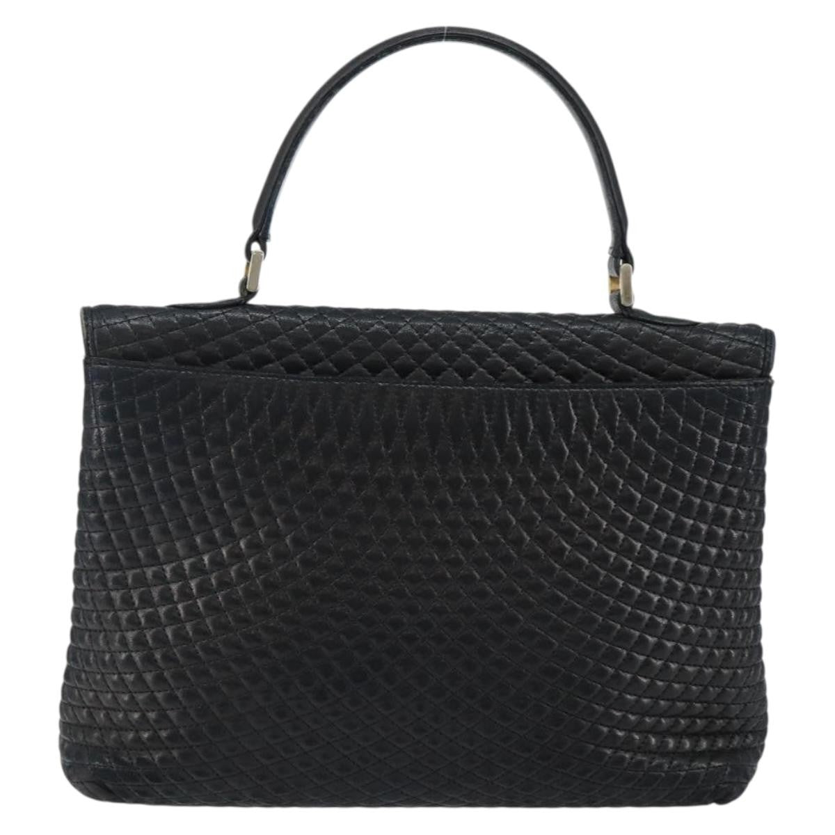 Bally Vintage Quilted Leather Black Leather Handbag (Pre-Owned)