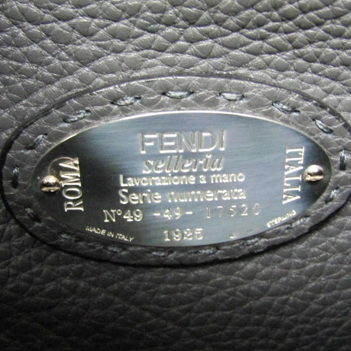 Fendi Monster Selleria Peekaboo Fit Leather Gray Leather Handbag (Pre-Owned)
