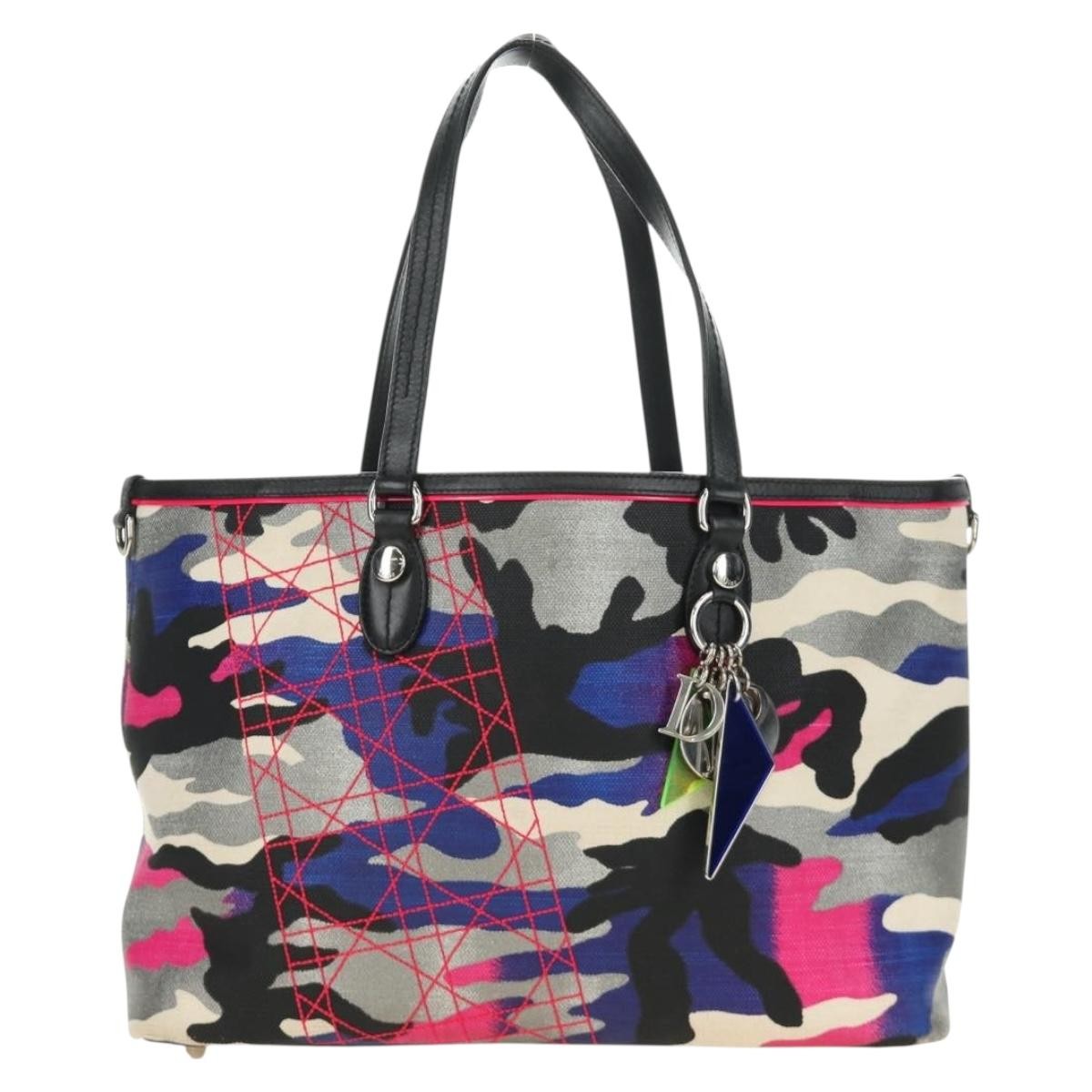 Christian Dior Open Limited Edition Anselm Reyle Camouflage Canvas Multicolour Canvas Tote Bag Bag (Pre-Owned)