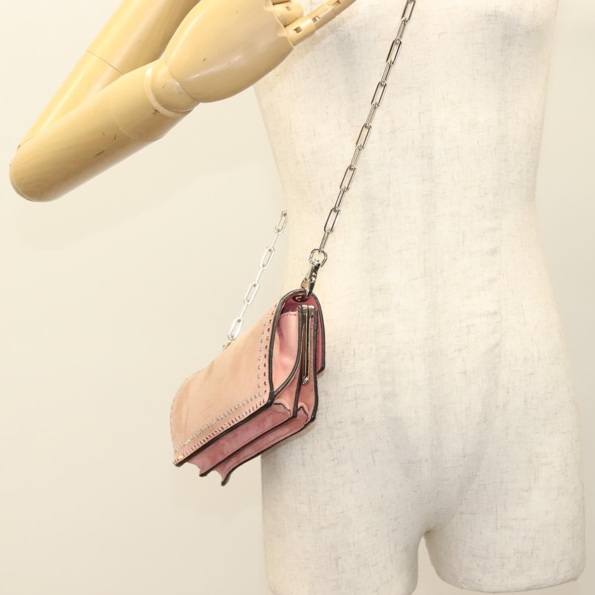 Valentino Garavani Turnlock Chain Suede Pink Suede Shoulder Bag Bag (Pre-Owned)