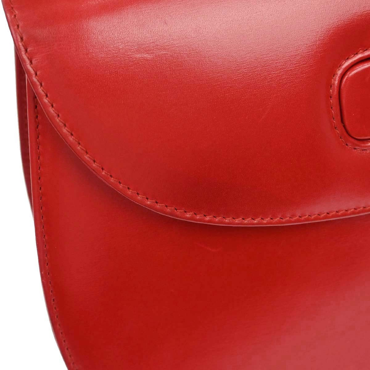 Gucci Vintage Convertible Bamboo Top Handle Leather Red Leather Handbag (Pre-Owned)