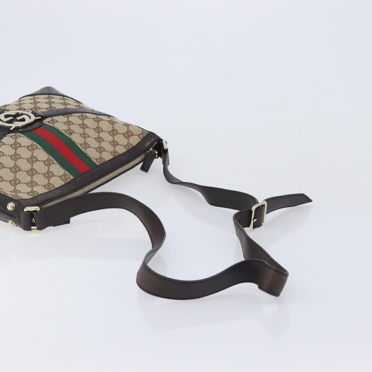 Gucci Reins Web Canvas Beige Canvas Shoulder Bag Bag (Pre-Owned)