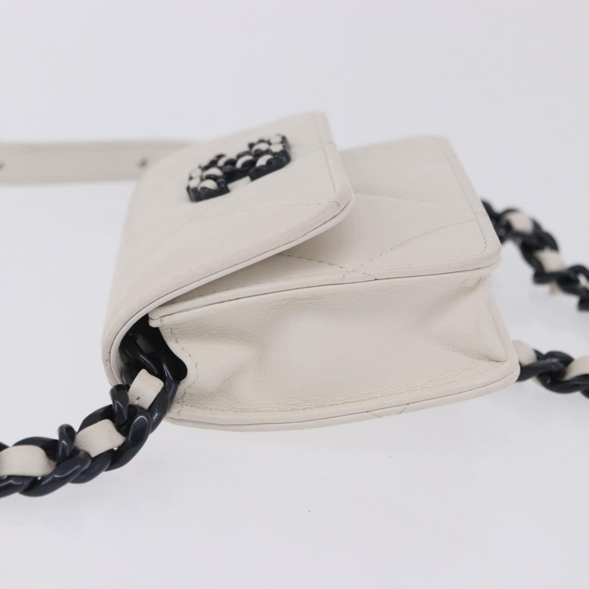 Chanel 19 Flap Coin Purse Belt Quilted Lambskin White Leather Clutche & Pouche Bag (Pre-Owned)