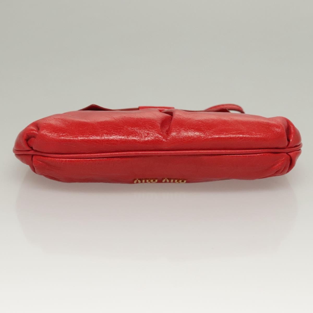 Miu Miu Zip Wristlet Leather Red Leather Clutche & Pouche Bag (Pre-Owned)
