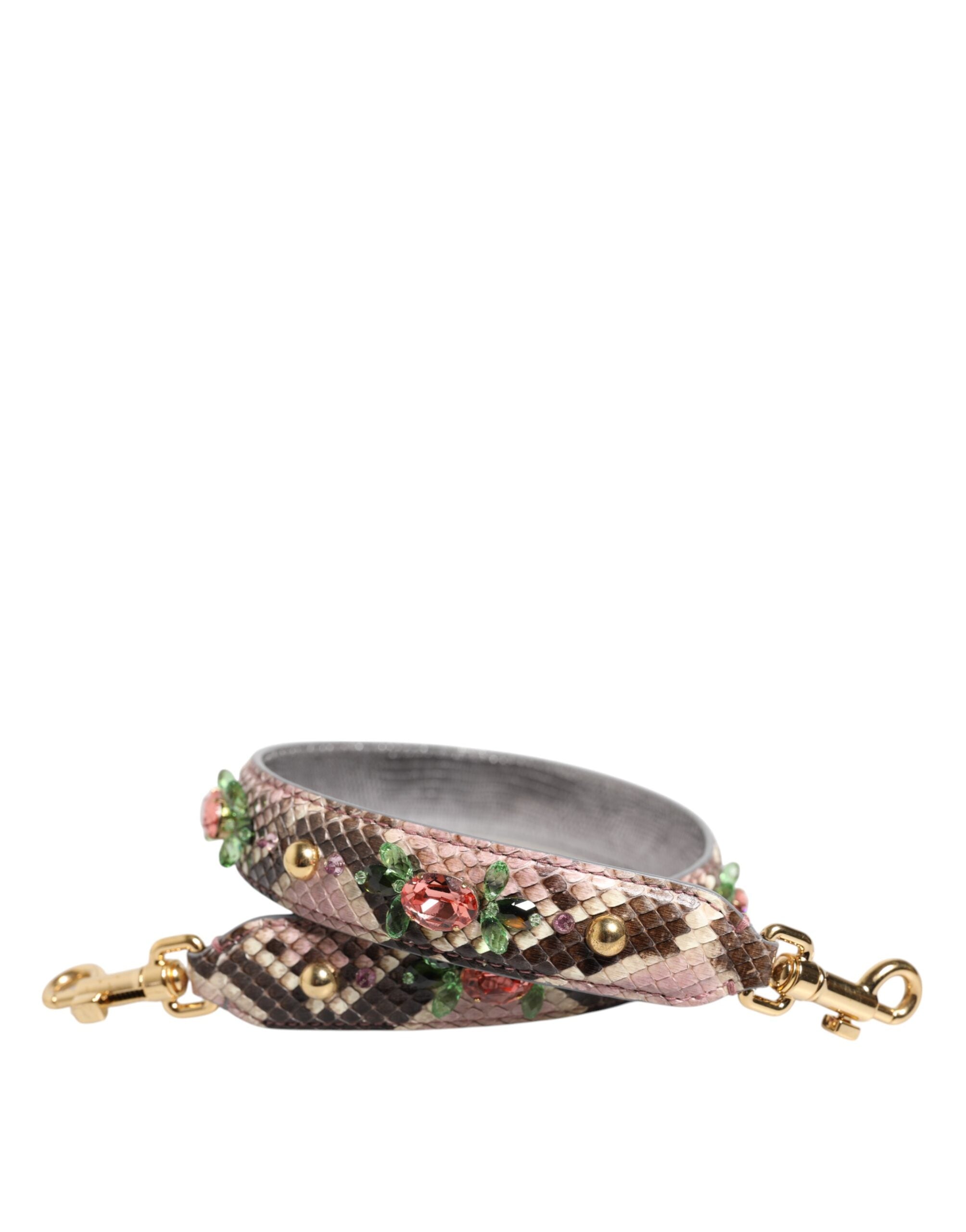 Dolce & Gabbana Multicolor Python Embellished Crystal Stud Shoulder Women's Strap (Pre-Owned)