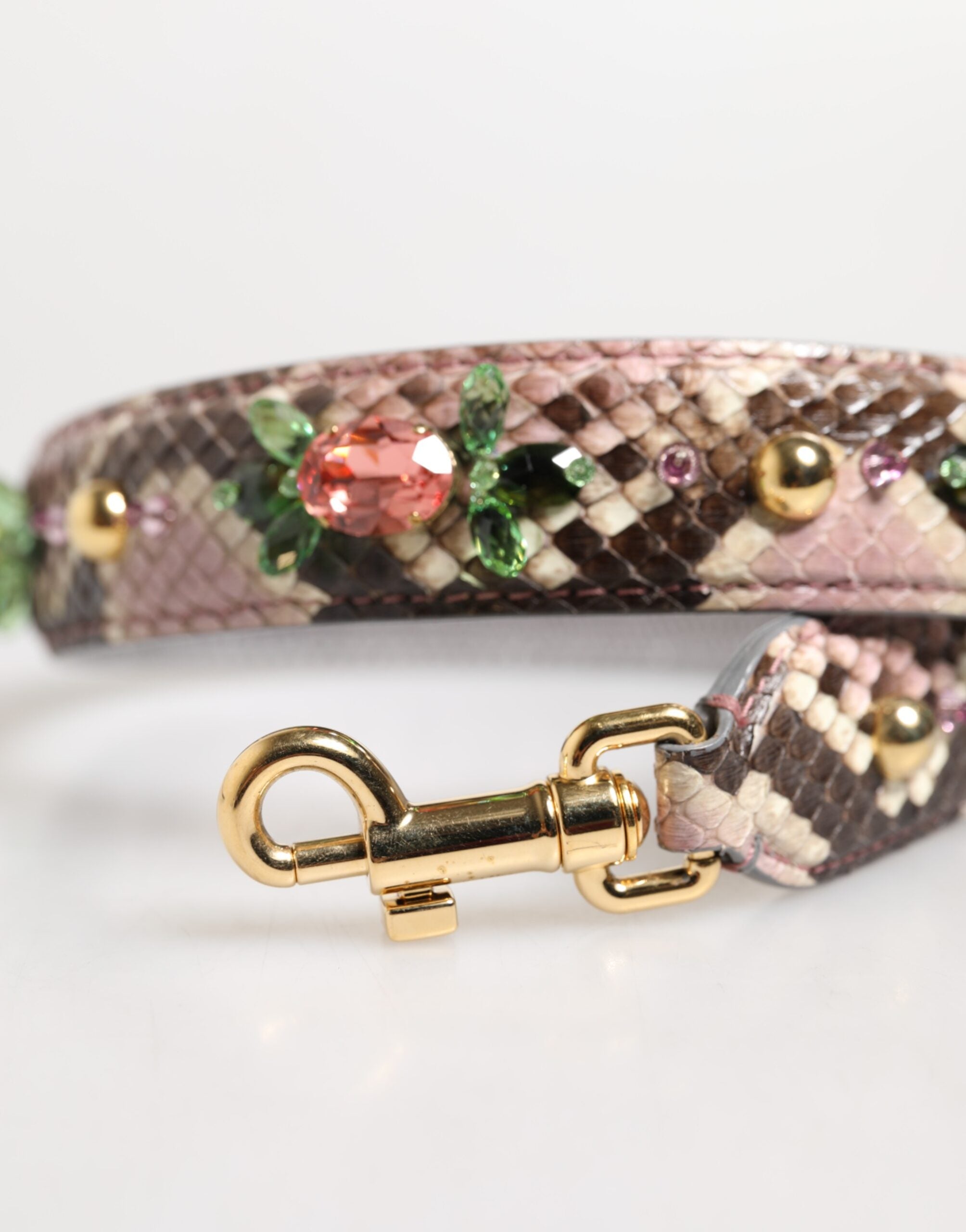 Dolce & Gabbana Multicolor Python Embellished Crystal Stud Shoulder Women's Strap (Pre-Owned)
