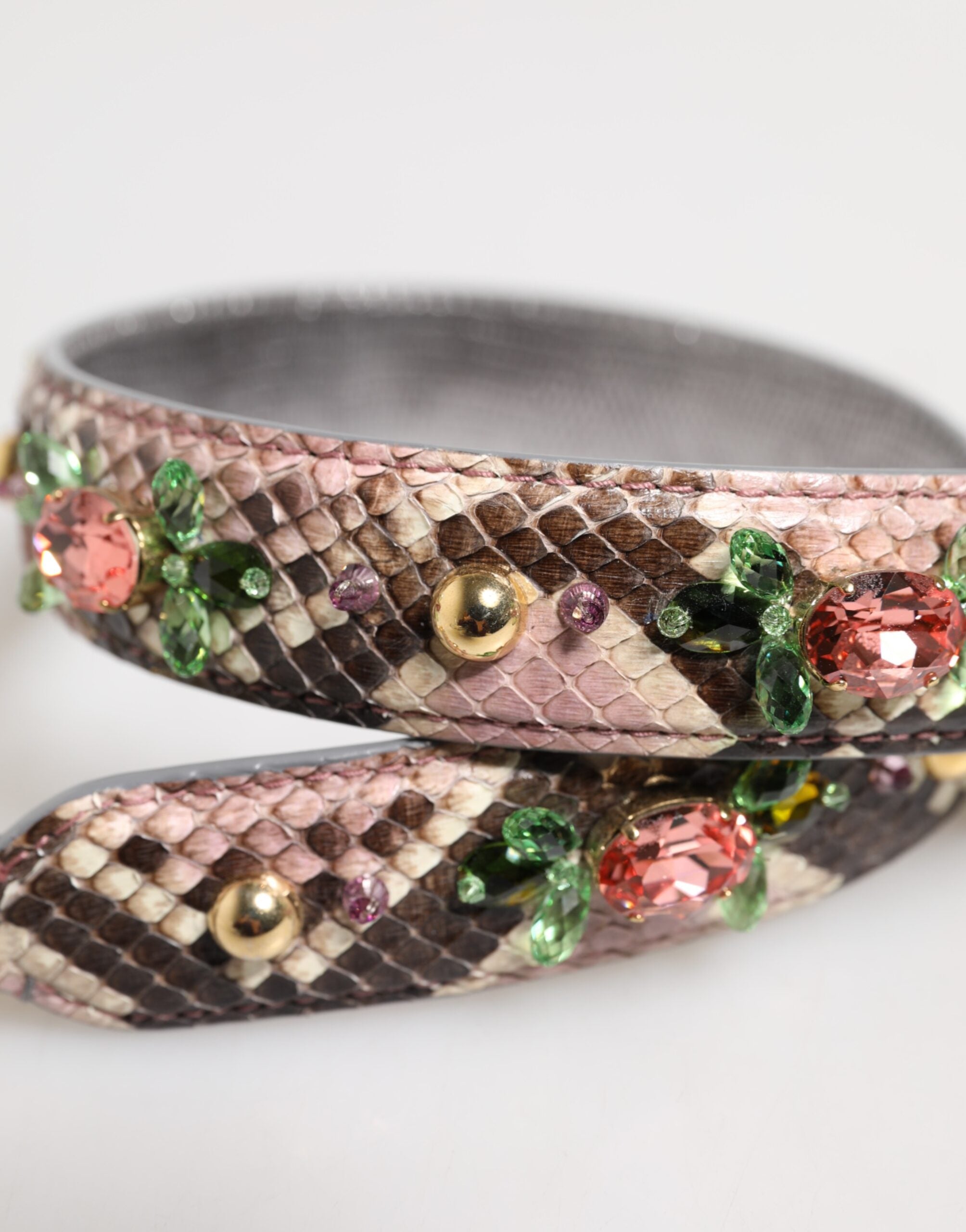 Dolce & Gabbana Multicolor Python Embellished Crystal Stud Shoulder Women's Strap (Pre-Owned)