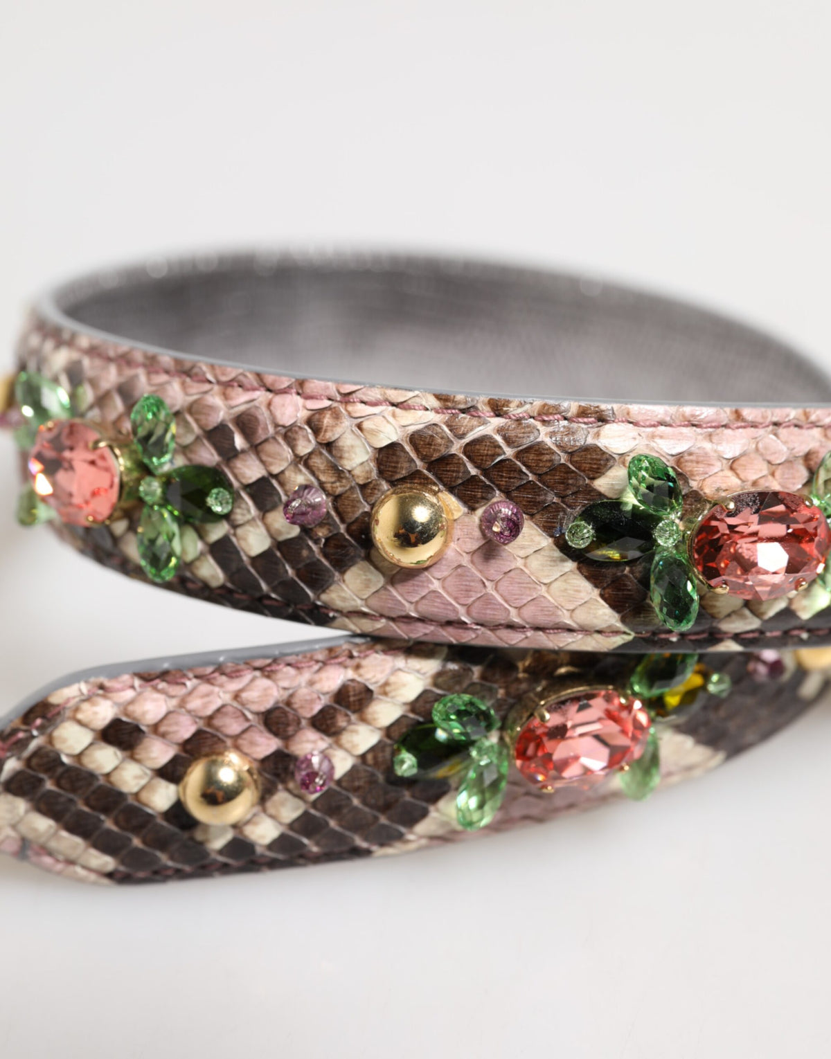 Dolce & Gabbana Multicolor Python Embellished Crystal Stud Shoulder Women's Strap (Pre-Owned)
