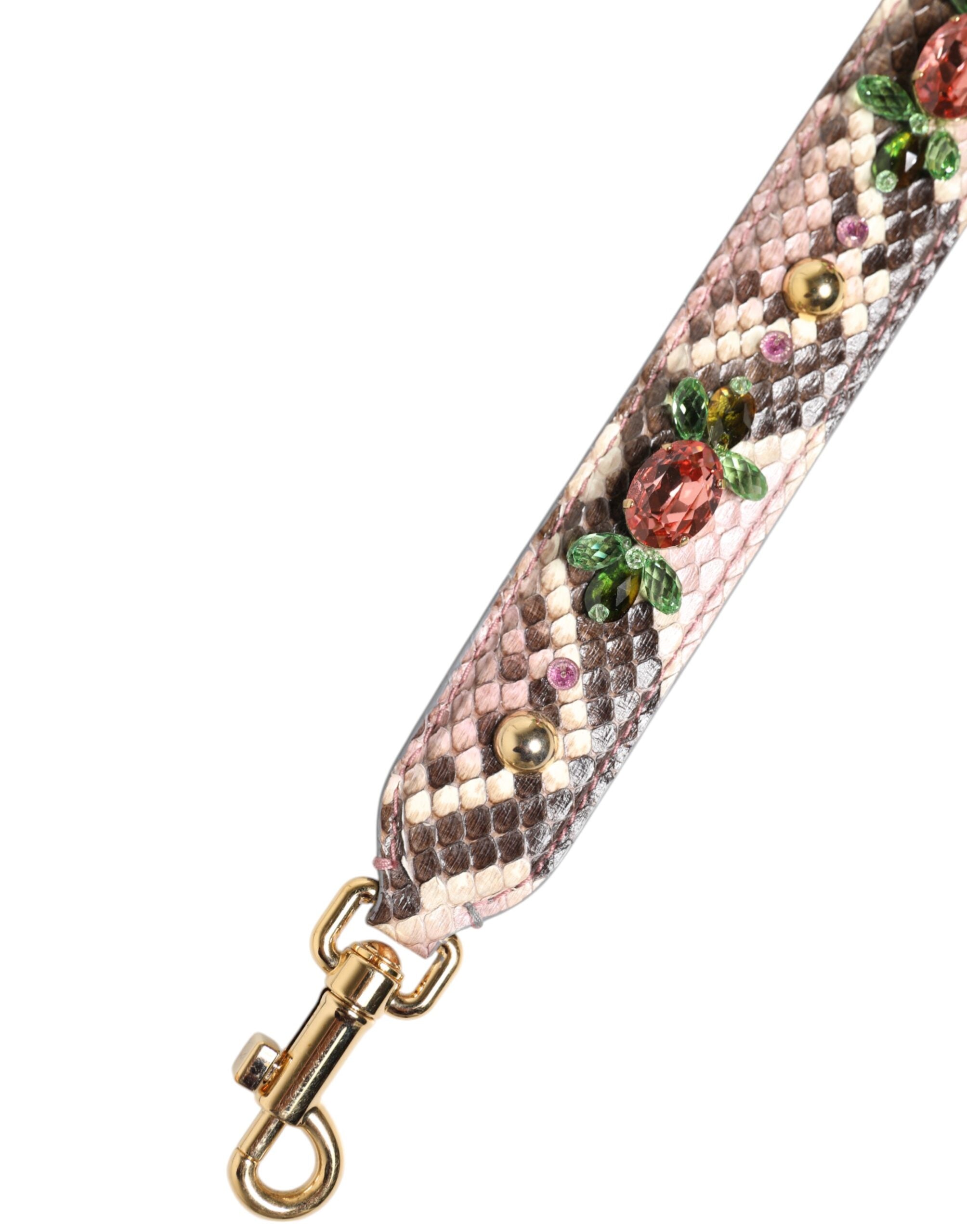Dolce & Gabbana Multicolor Python Embellished Crystal Stud Shoulder Women's Strap (Pre-Owned)