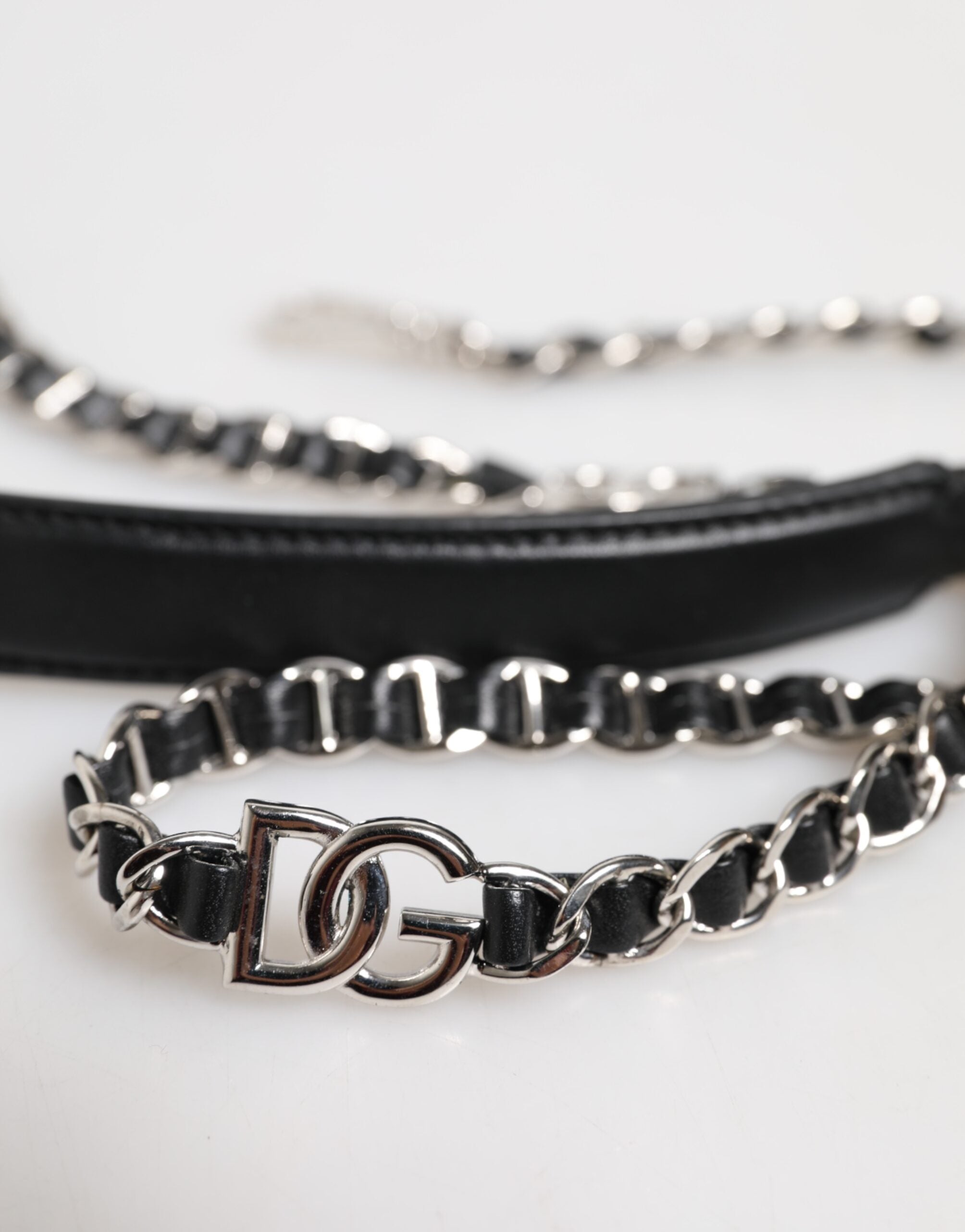 Dolce & Gabbana Black Leather DG Logo Chain Bag Shoulder Women's Strap (Pre-Owned)