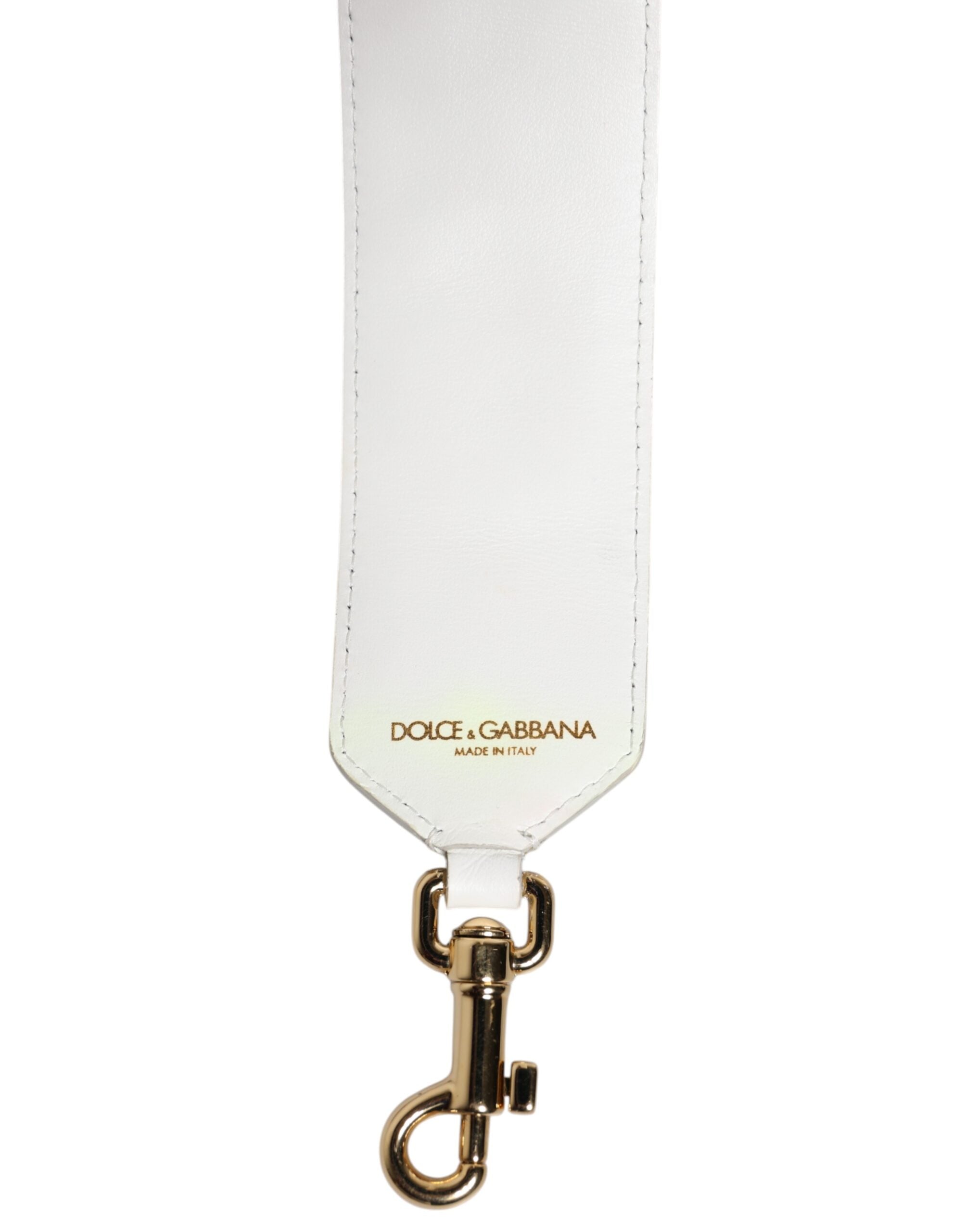Dolce & Gabbana White Calfskin Raffia Embroidered Patchwork Shoulder Women's Strap (Pre-Owned)