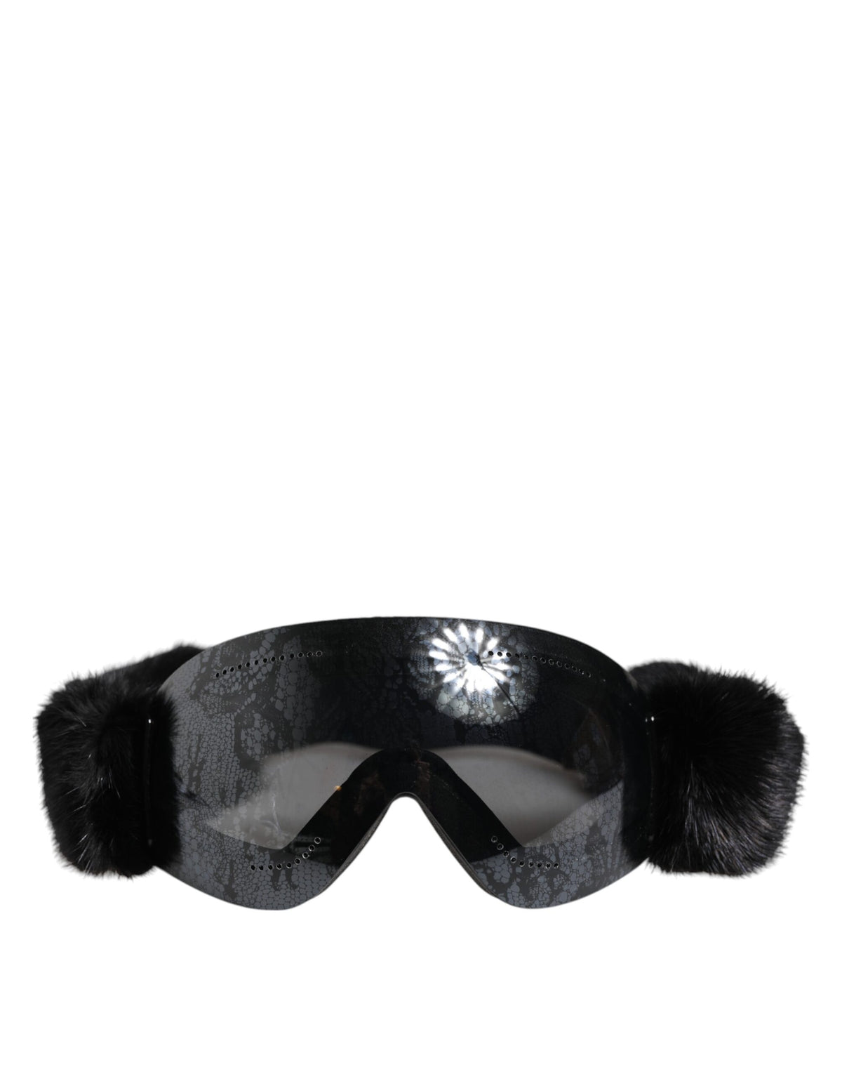 Dolce & Gabbana Black Bi0759 Lace Mirrored Ski Goggles Mask Women's Sunglasses
