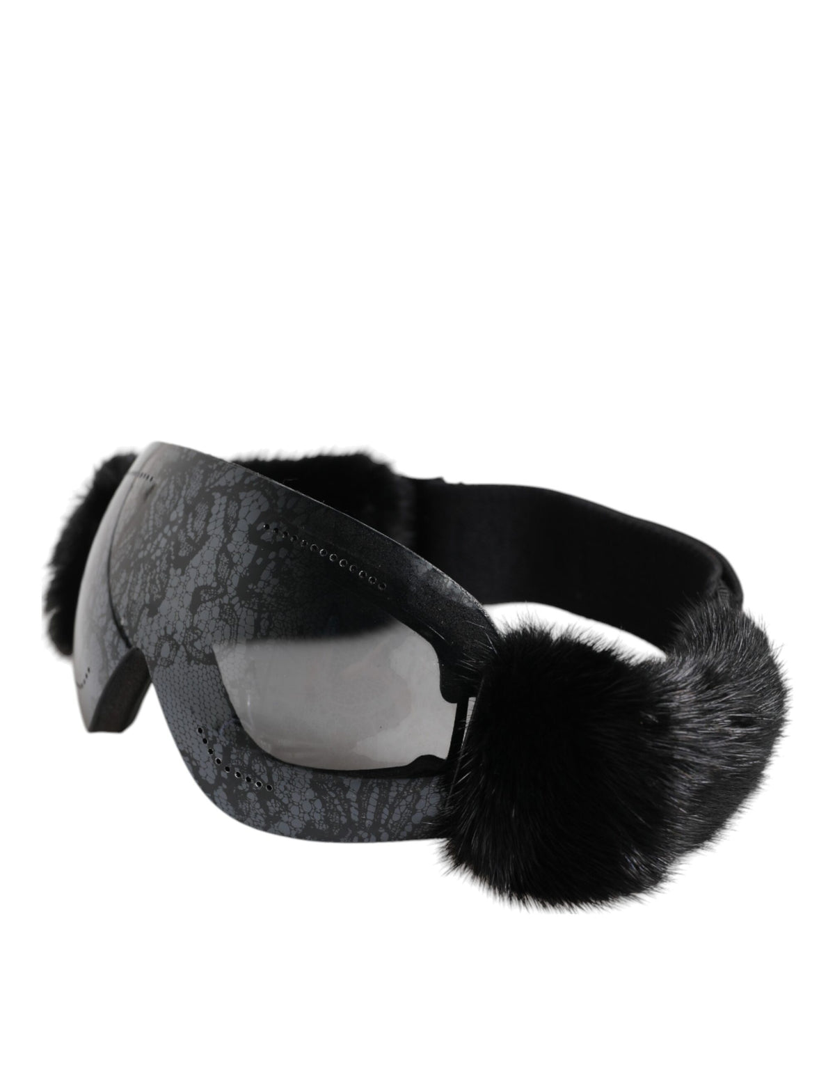 Dolce & Gabbana Black Bi0759 Lace Mirrored Ski Goggles Mask Women's Sunglasses