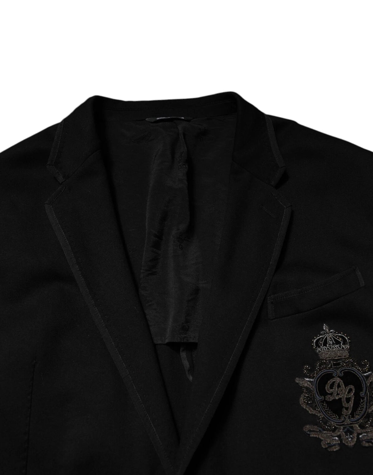 Dolce & Gabbana Black Viscose DG Crown Blazer Coat Men's Jacket (Pre-Owned)