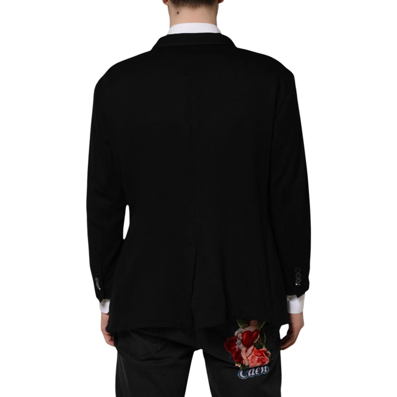 Dolce & Gabbana Black Viscose DG Crown Blazer Coat Men's Jacket (Pre-Owned)