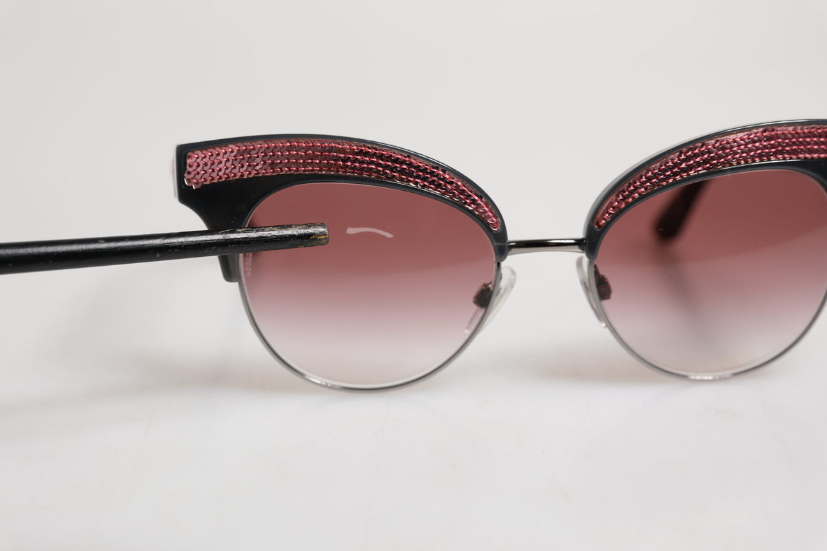 Dolce & Gabbana Black Pink Mirrored Cat Eye DG6109 Sequined Women's Sunglasses (Pre-Owned)