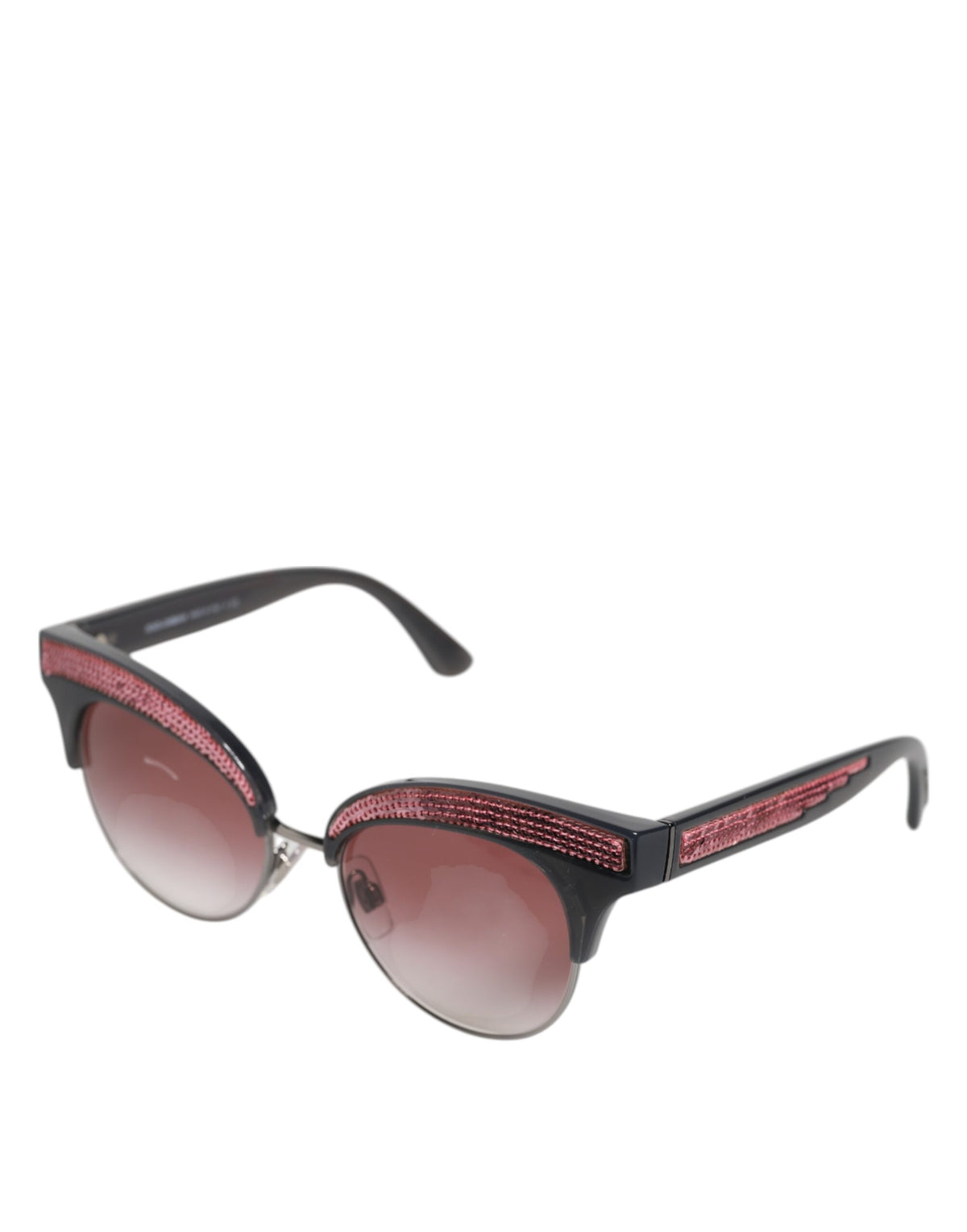 Dolce & Gabbana Black Pink Mirrored Cat Eye DG6109 Sequined Women's Sunglasses (Pre-Owned)