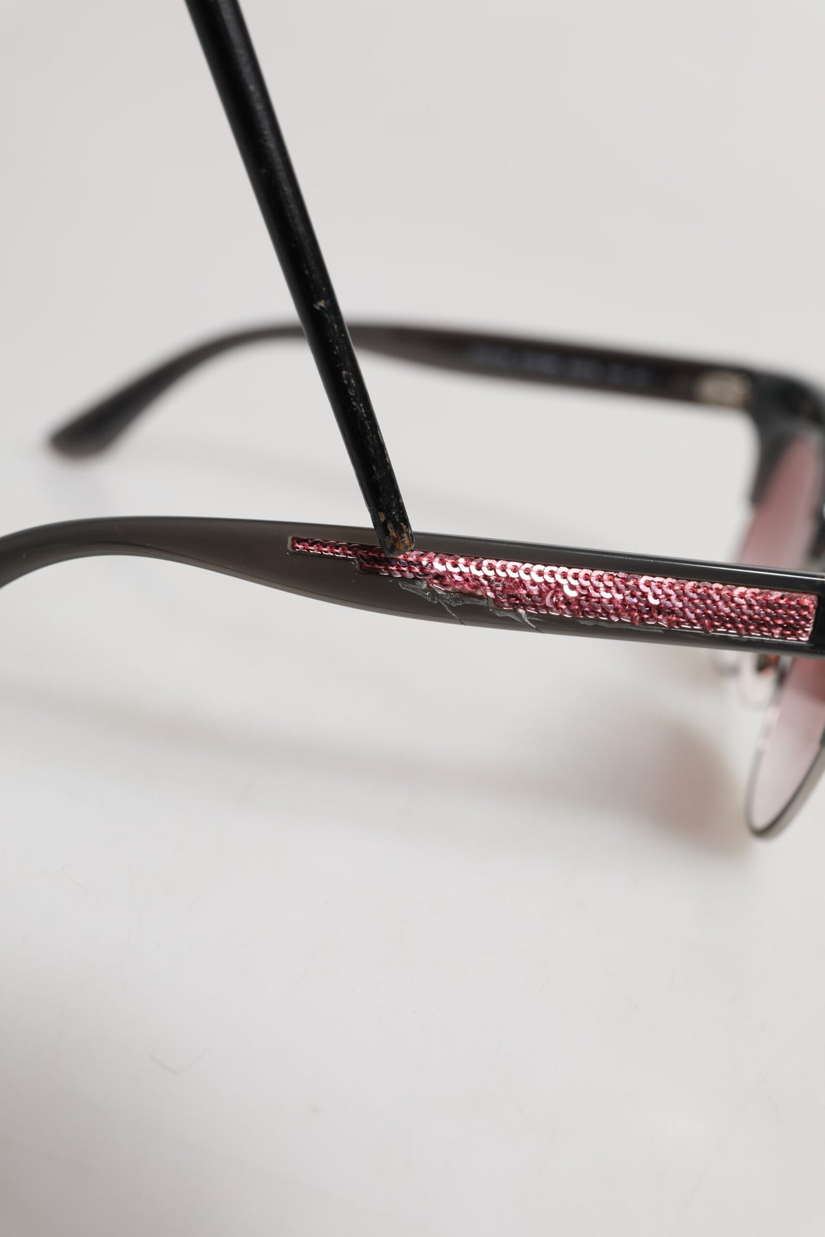 Dolce & Gabbana Black Pink Mirrored Cat Eye DG6109 Sequined Women's Sunglasses (Pre-Owned)