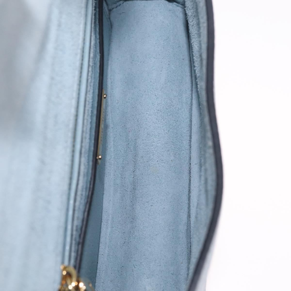 Miu Miu Madras Crystal Buckle Leather Blue Leather Shoulder Bag Bag (Pre-Owned)