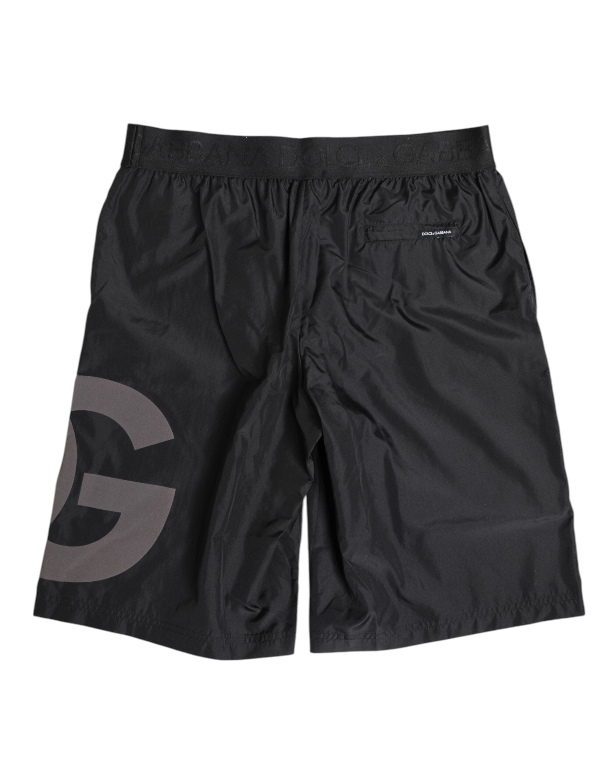 Dolce & Gabbana Black Logo Print Beachwear Men Shorts Men's Swimwear