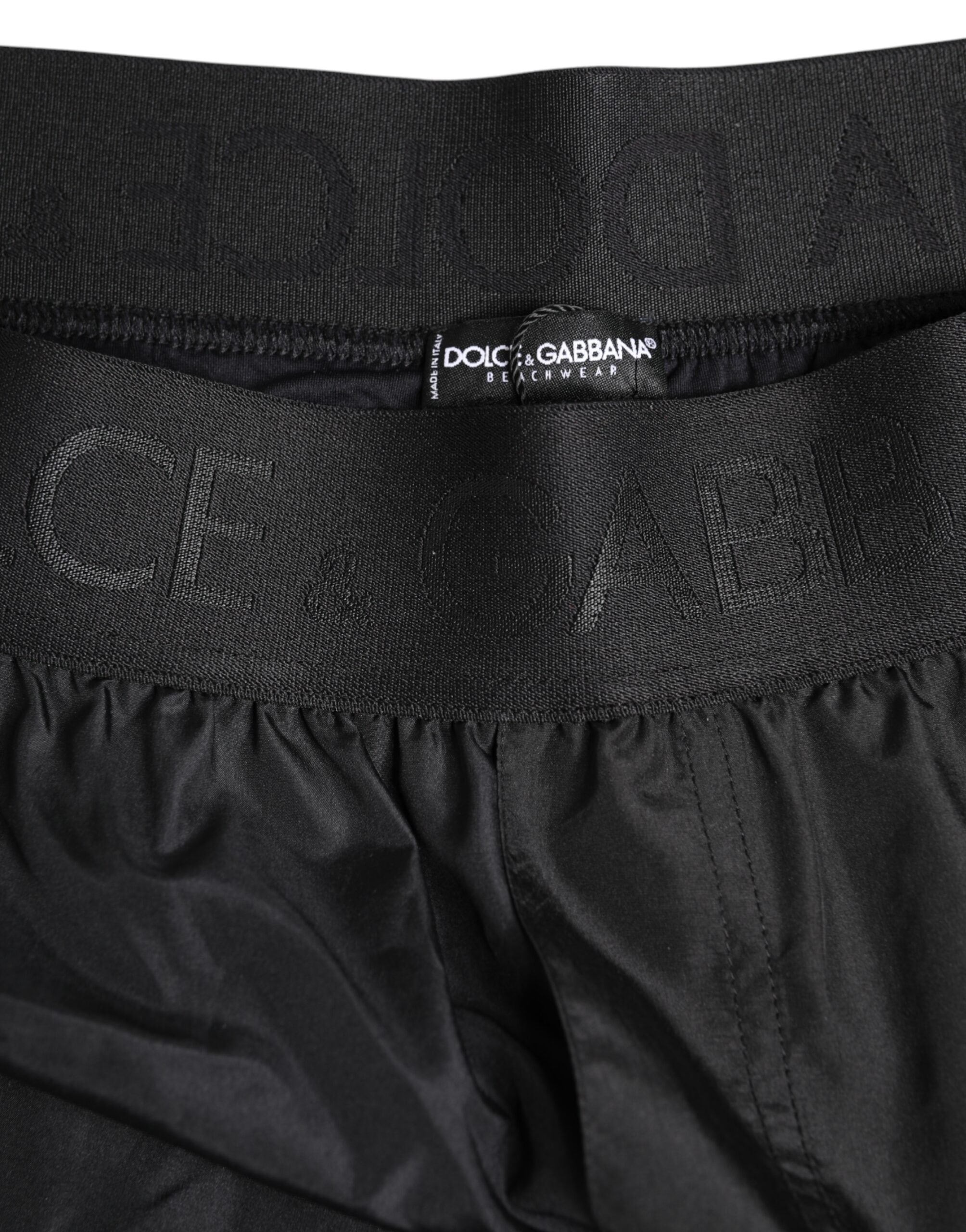 Dolce & Gabbana Black Logo Print Beachwear Men Shorts Men's Swimwear