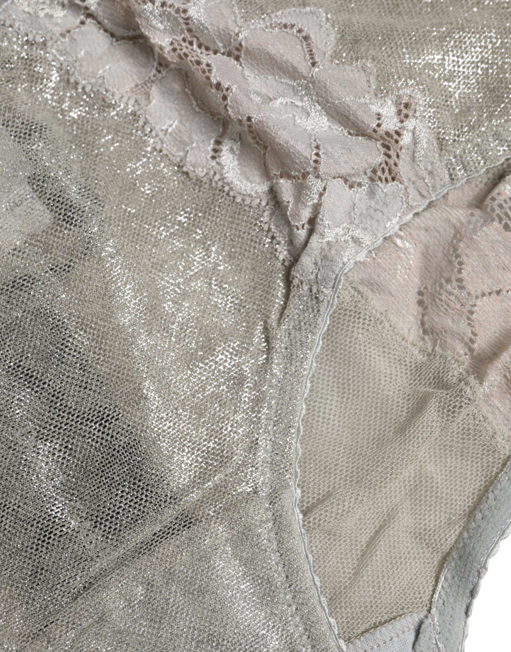 Dolce & Gabbana Gray Cotton Floral Lace High Waist Panty Women's Underwear
