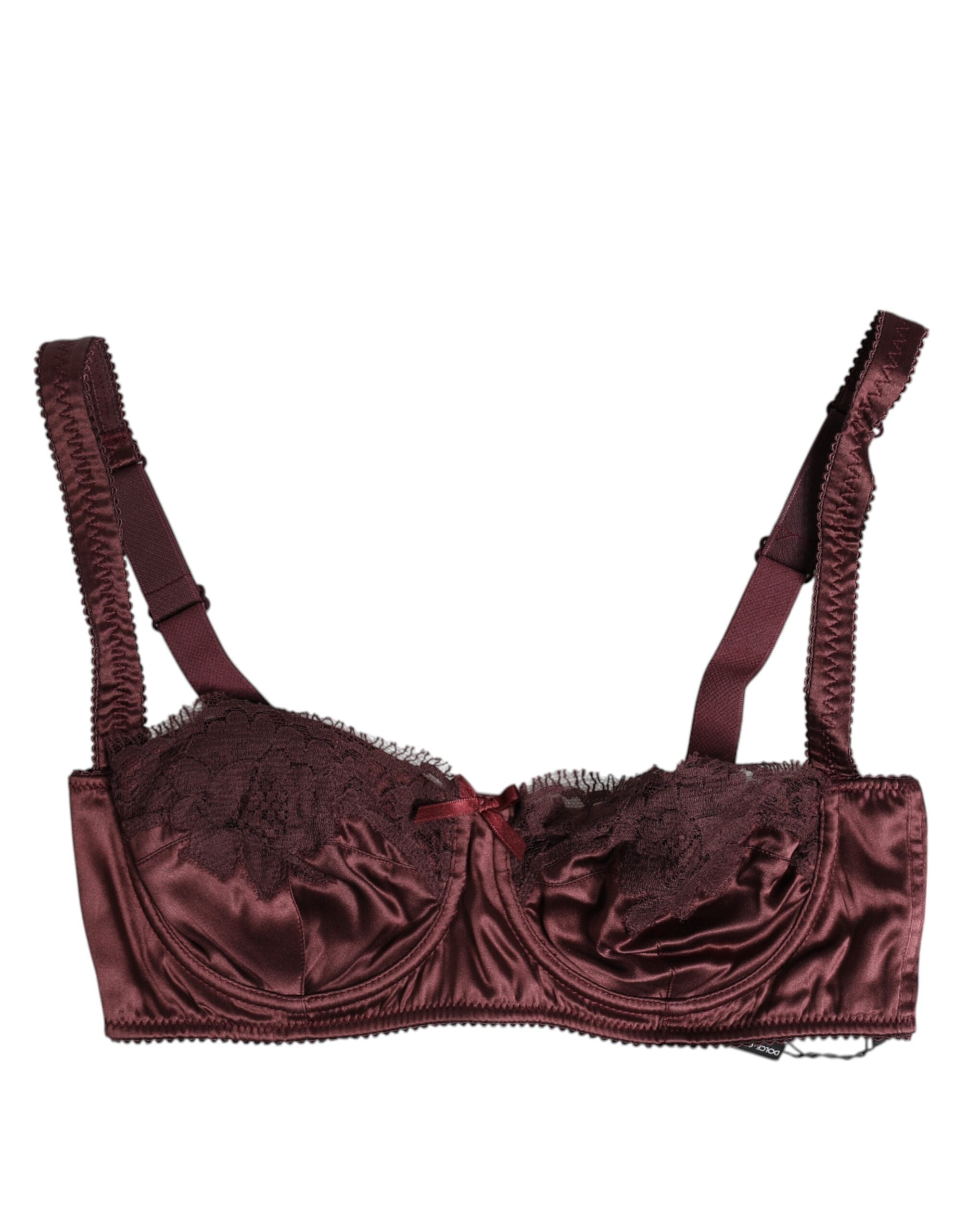 Dolce & Gabbana Burgundy Silk Underwired Balconette Bra Women's Underwear