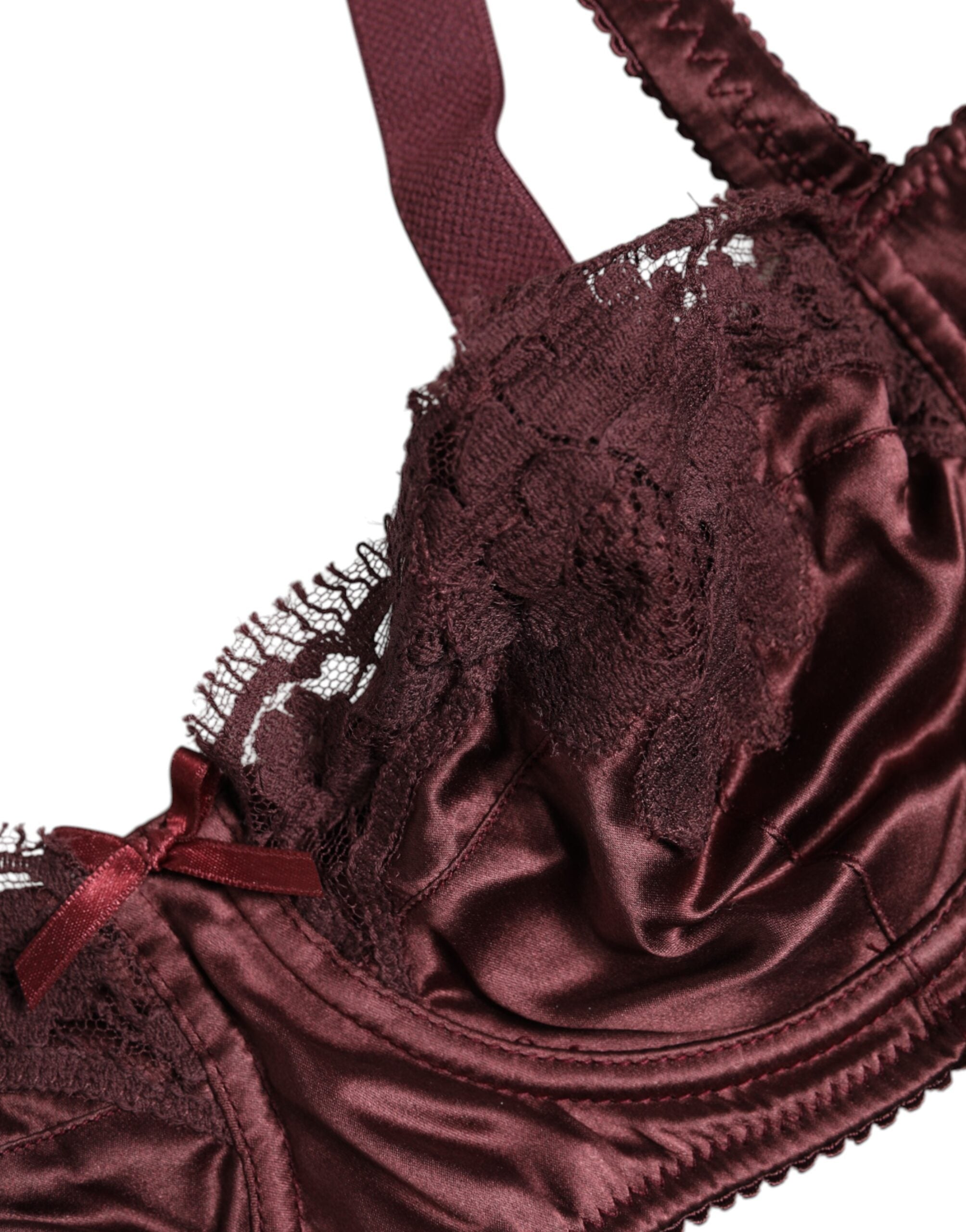 Dolce & Gabbana Burgundy Silk Underwired Balconette Bra Women's Underwear