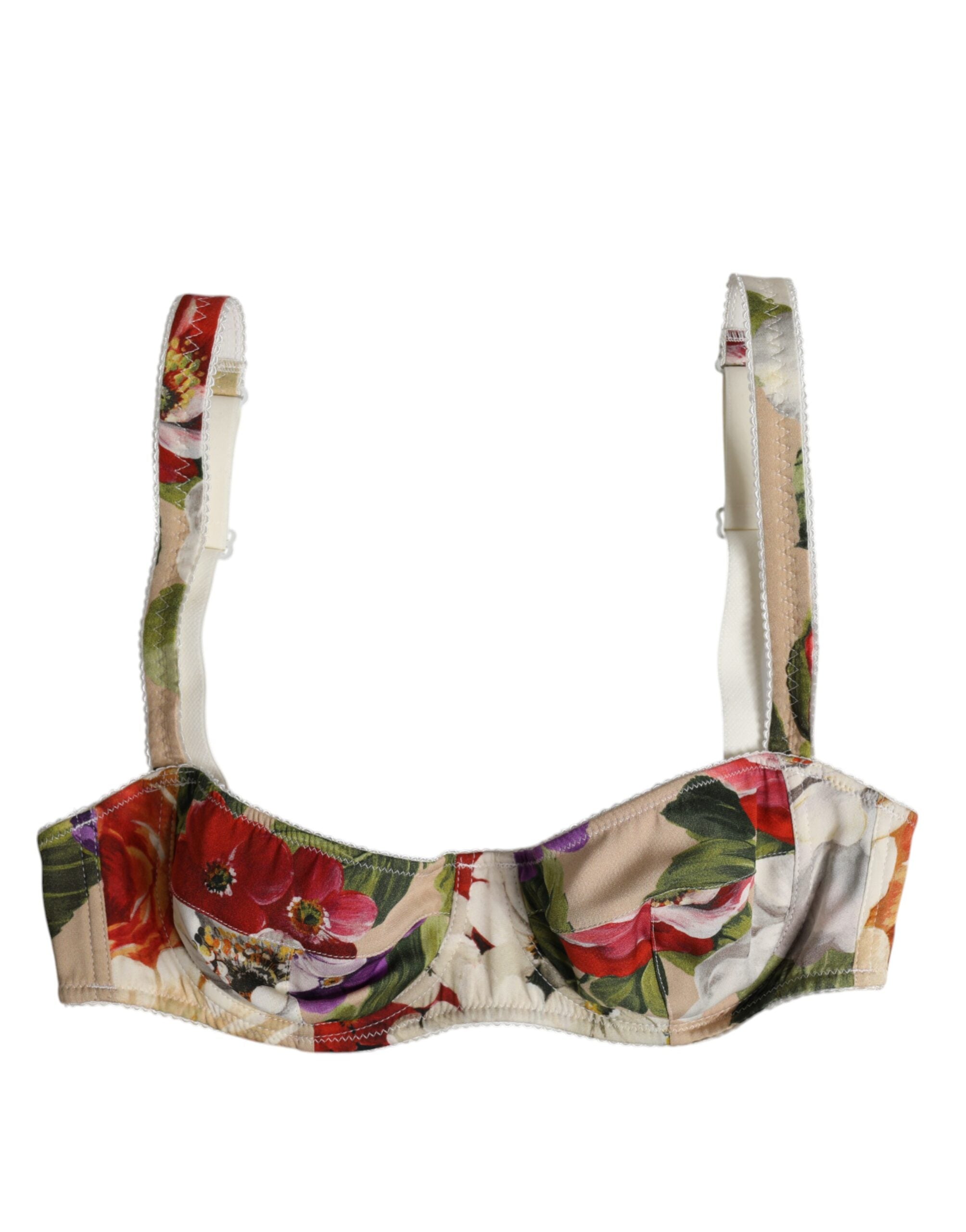 Dolce & Gabbana Beige Floral Balconcino Underwired Bra Women's Underwear