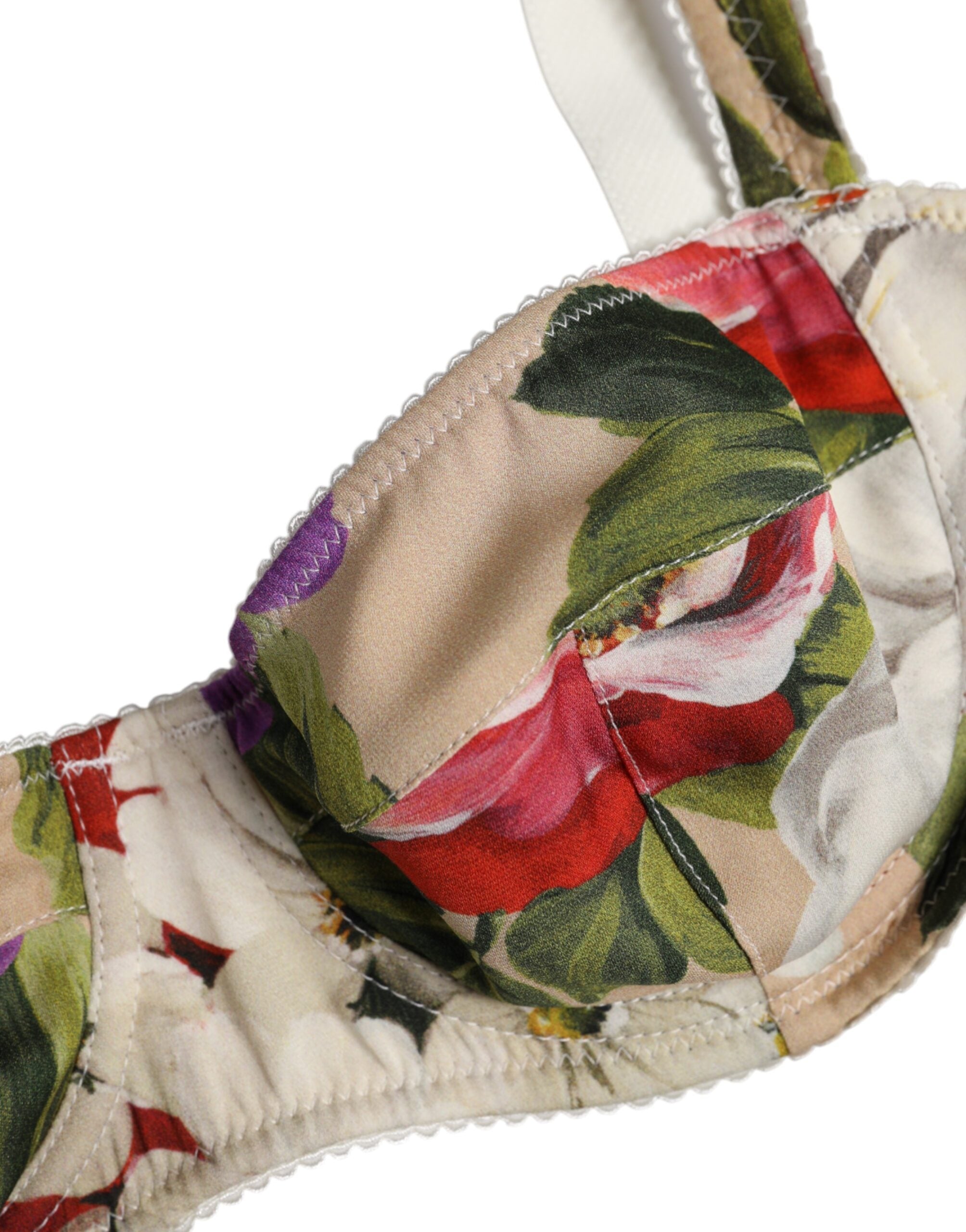 Dolce & Gabbana Beige Floral Balconcino Underwired Bra Women's Underwear