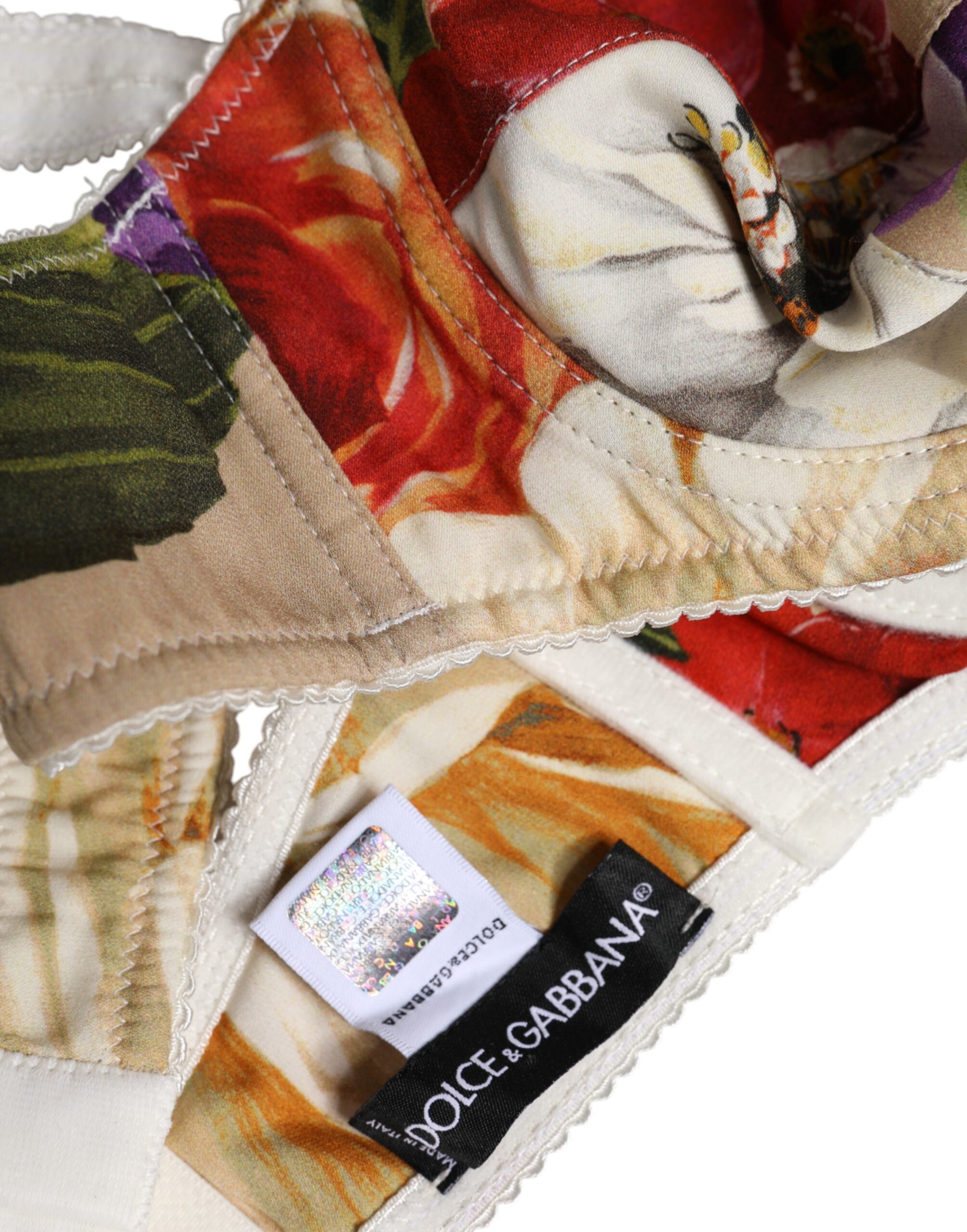Dolce & Gabbana Beige Floral Balconcino Underwired Bra Women's Underwear