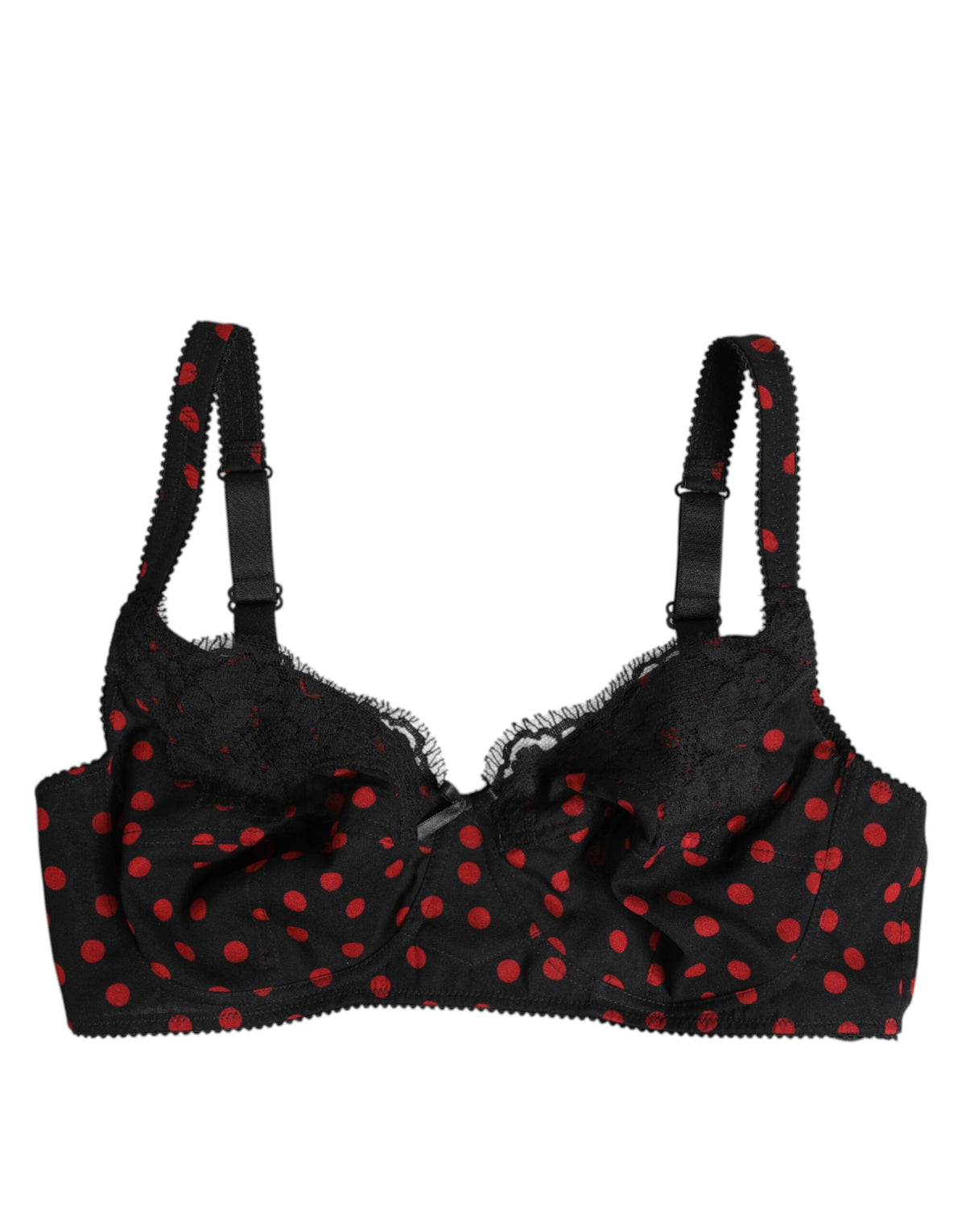 Dolce & Gabbana Black Red Polka Dot Underwired Balconette Women's Underwear