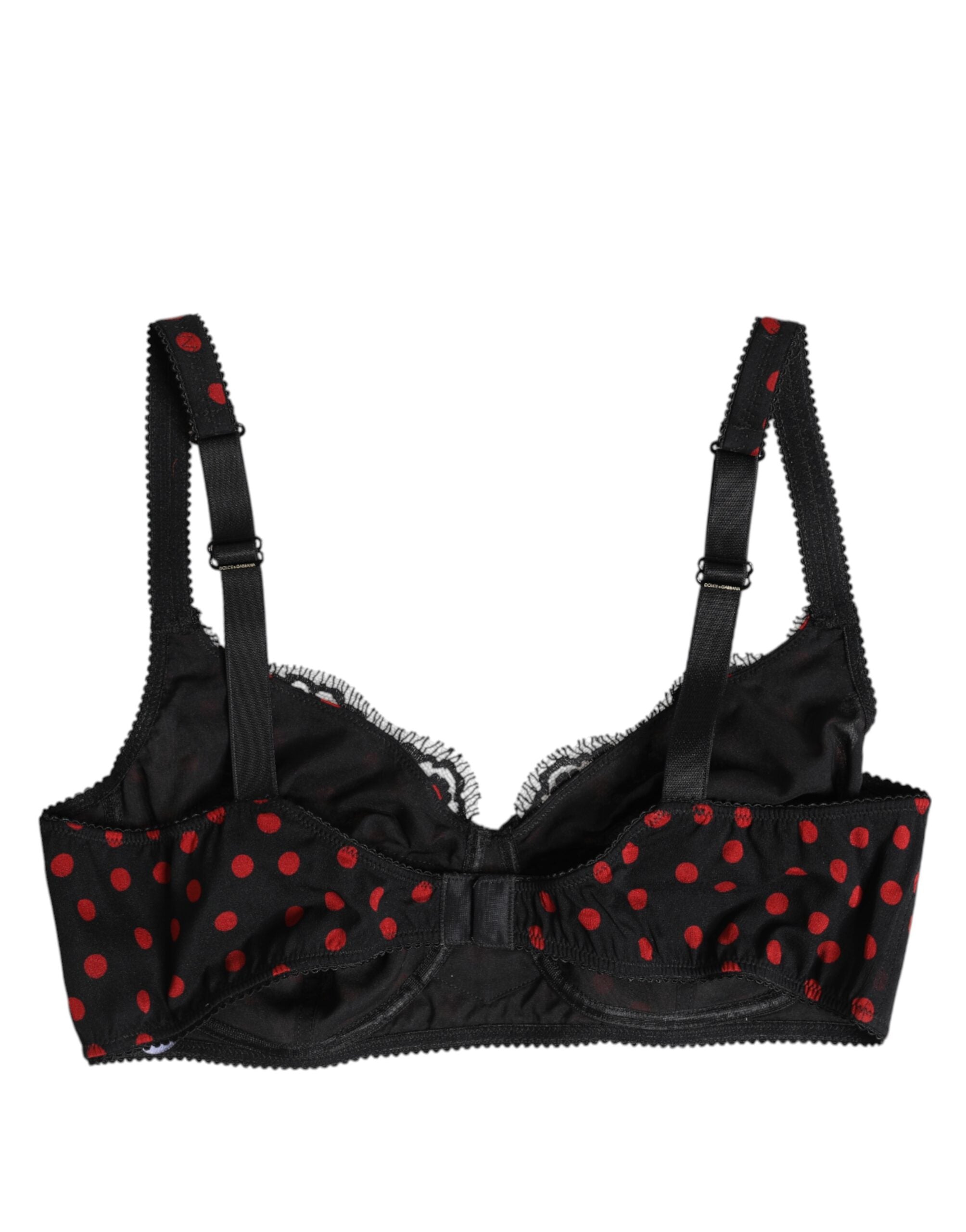 Dolce & Gabbana Black Red Polka Dot Underwired Balconette Women's Underwear