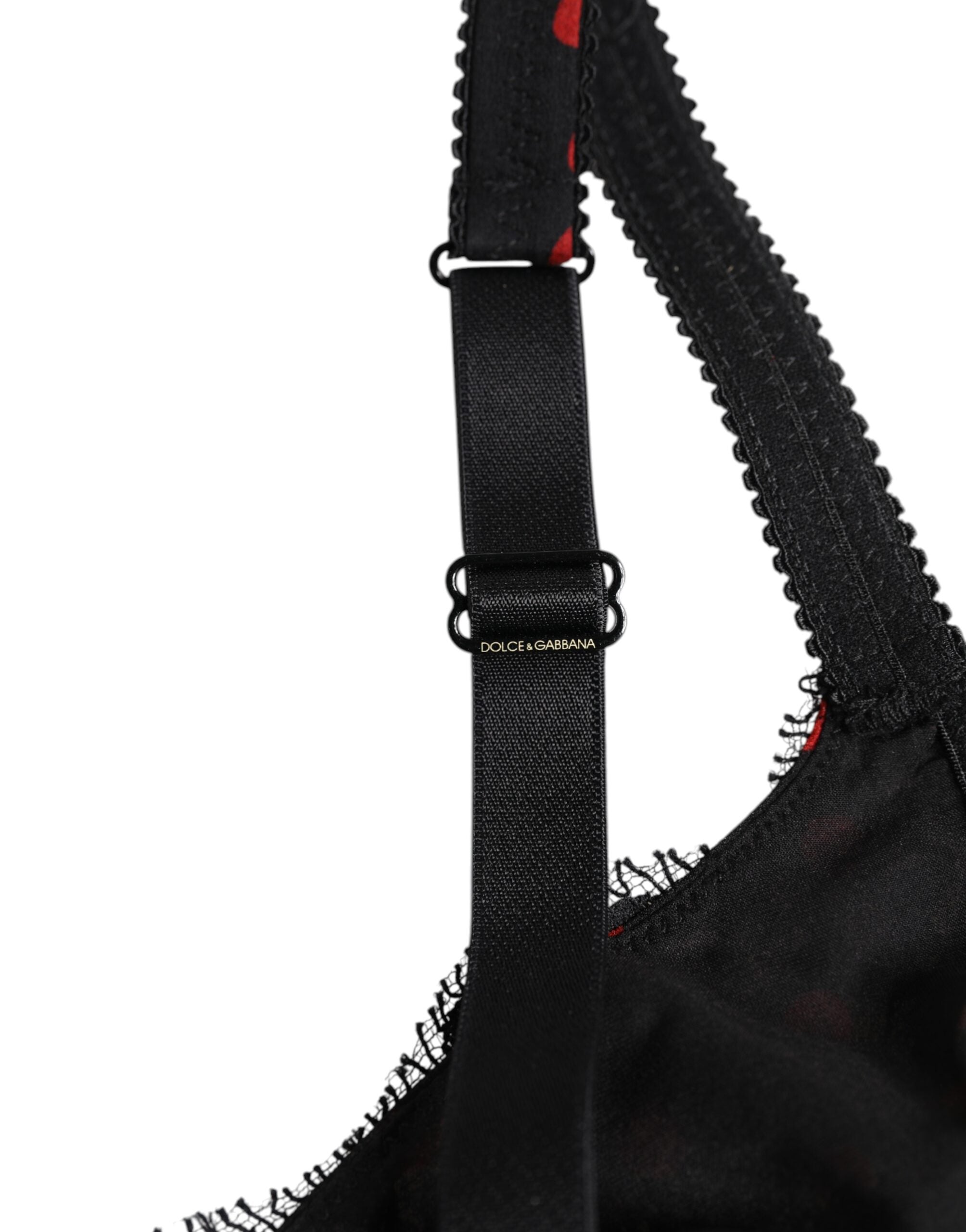 Dolce & Gabbana Black Red Polka Dot Underwired Balconette Women's Underwear