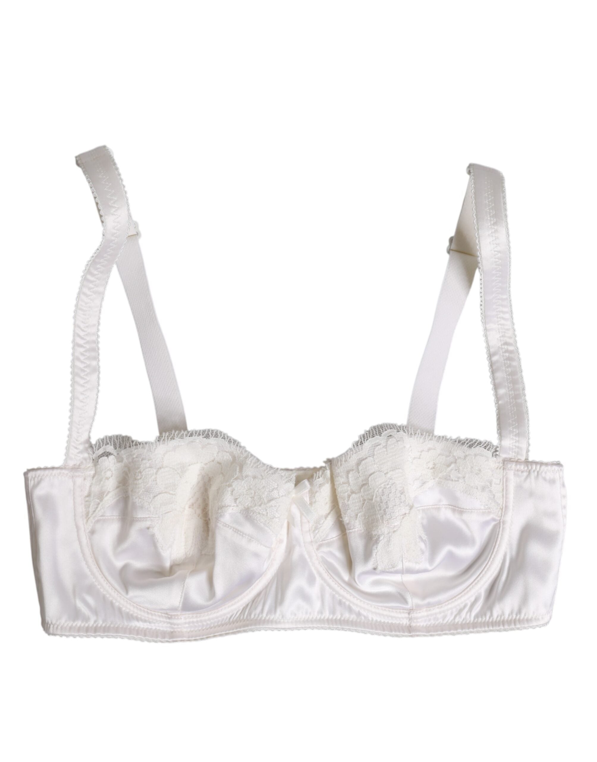 Dolce & Gabbana White Silk Underwired Balconette Bra Women's Underwear