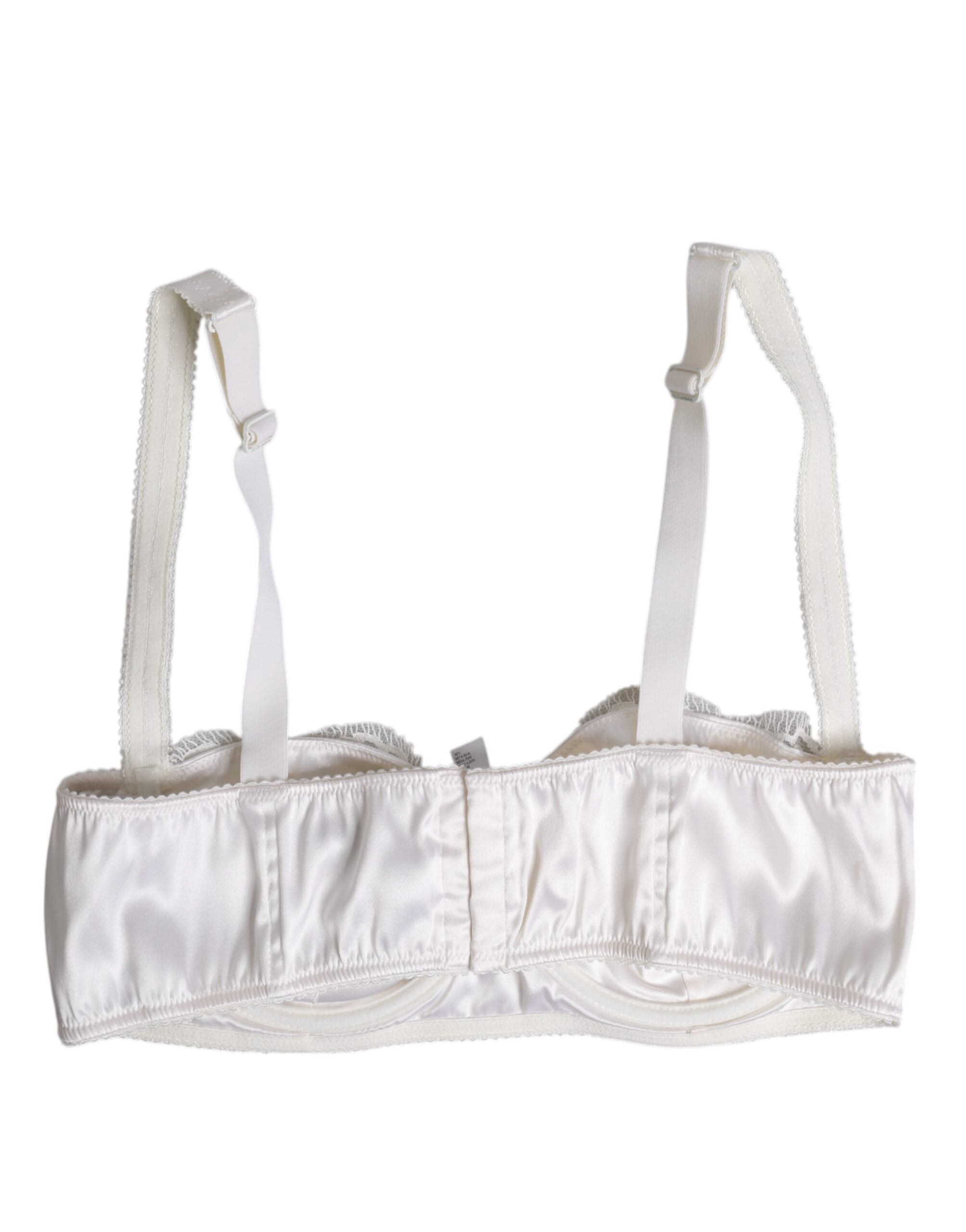 Dolce & Gabbana White Silk Underwired Balconette Bra Women's Underwear