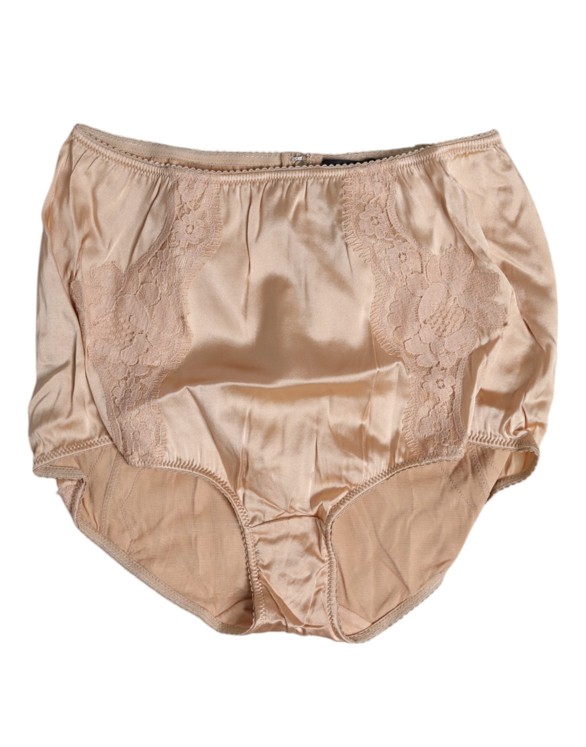 Dolce & Gabbana Beige Silk Lace High Waist Bikini Panty Women's Underwear