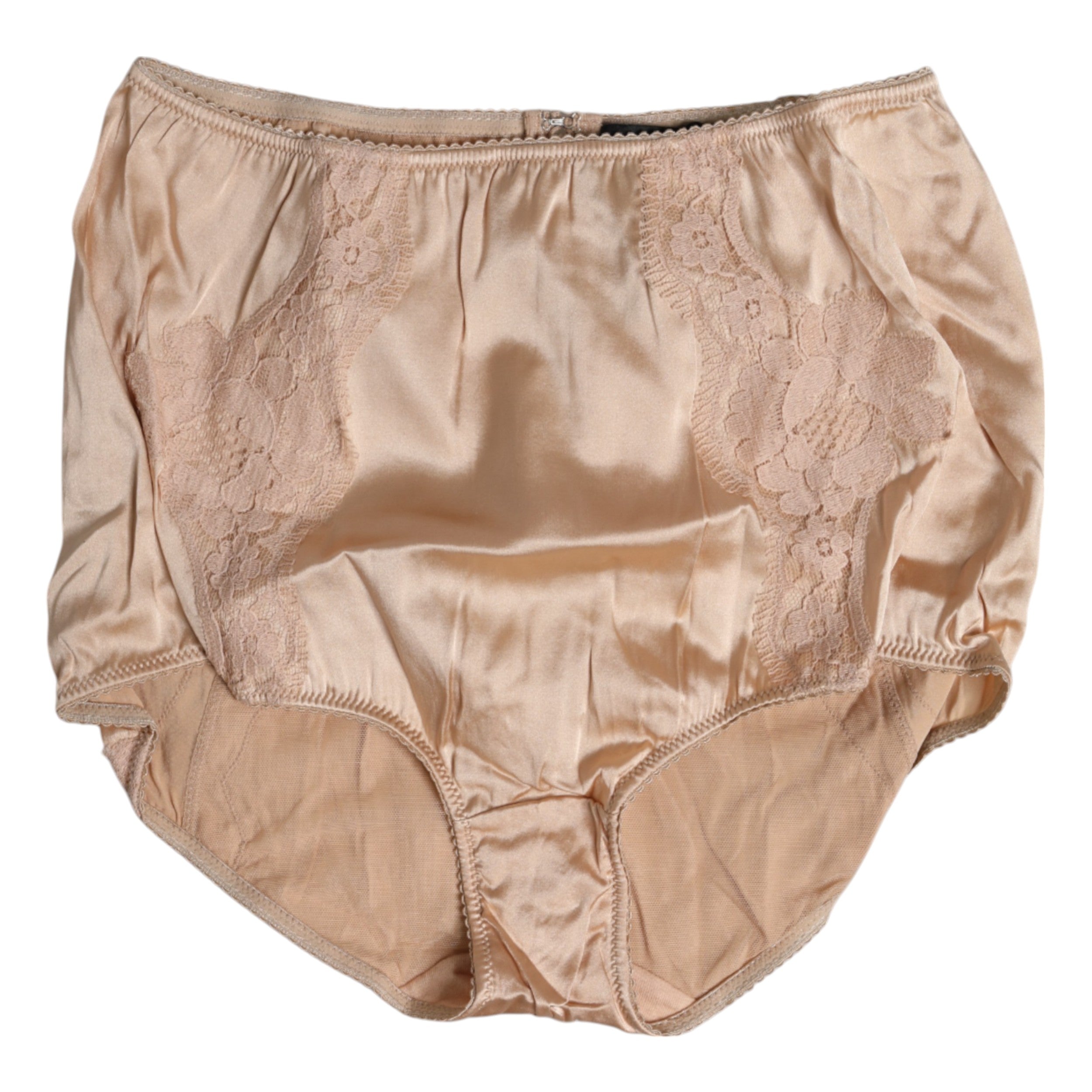 Dolce & Gabbana Beige Silk Lace High Waist Bikini Panty Women's Underwear