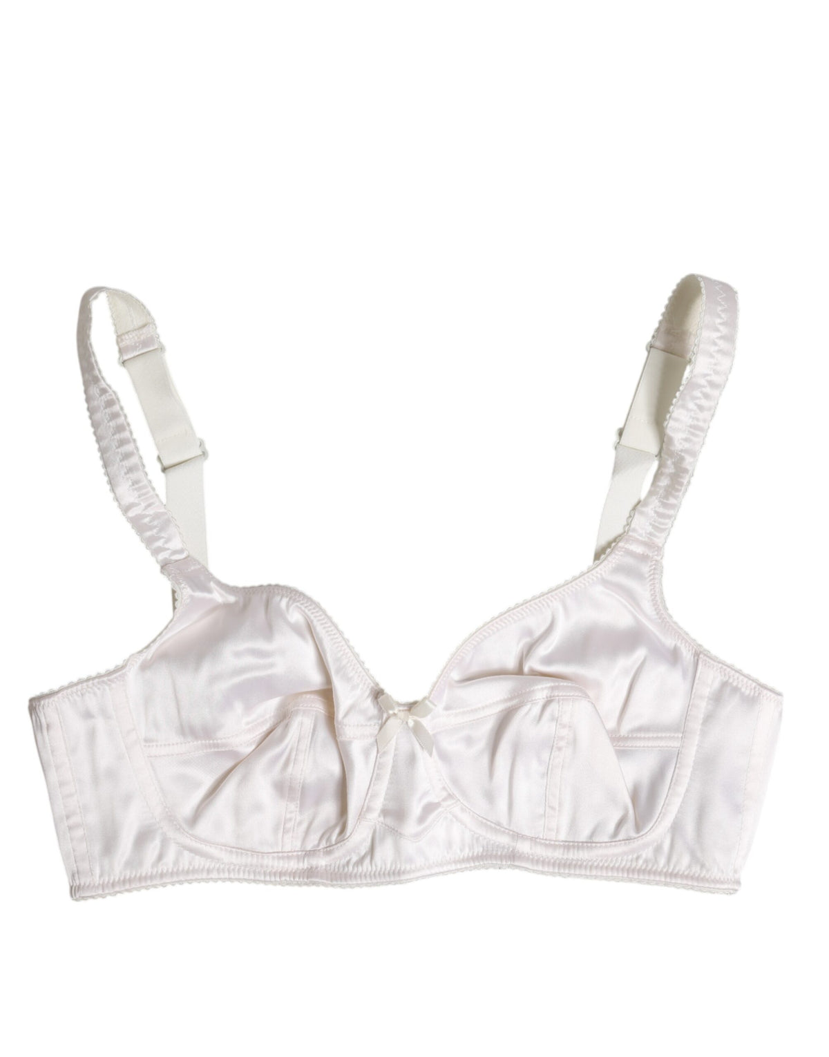 Dolce & Gabbana White Silk Balconette Non Wire Bra Women's Underwear