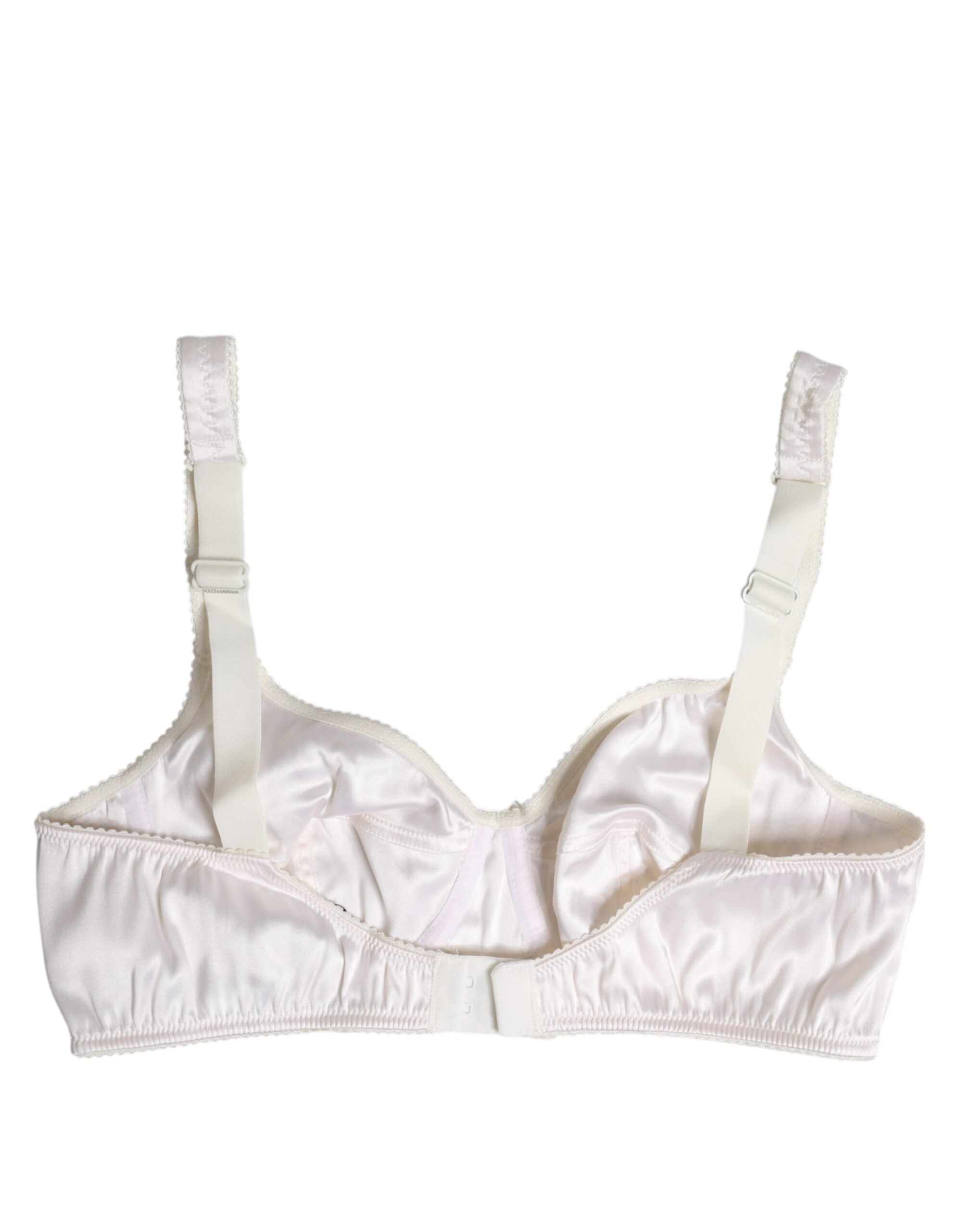 Dolce & Gabbana White Silk Balconette Non Wire Bra Women's Underwear