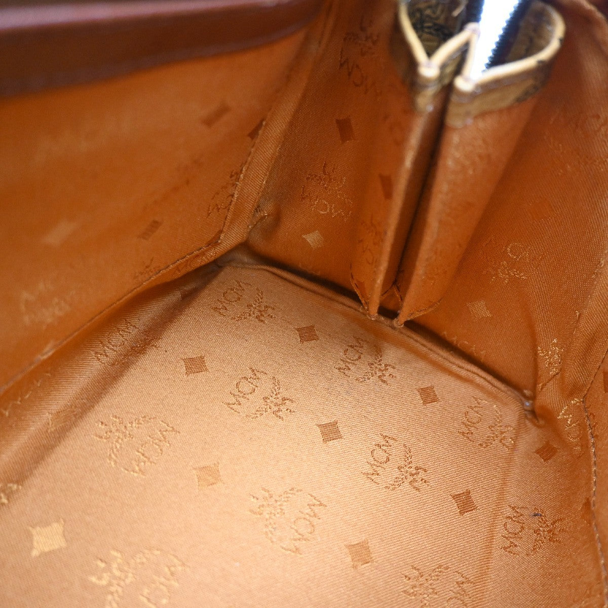 MCM Visetos Logogramme Canvas And Leather Brown Leather Handbag (Pre-Owned)