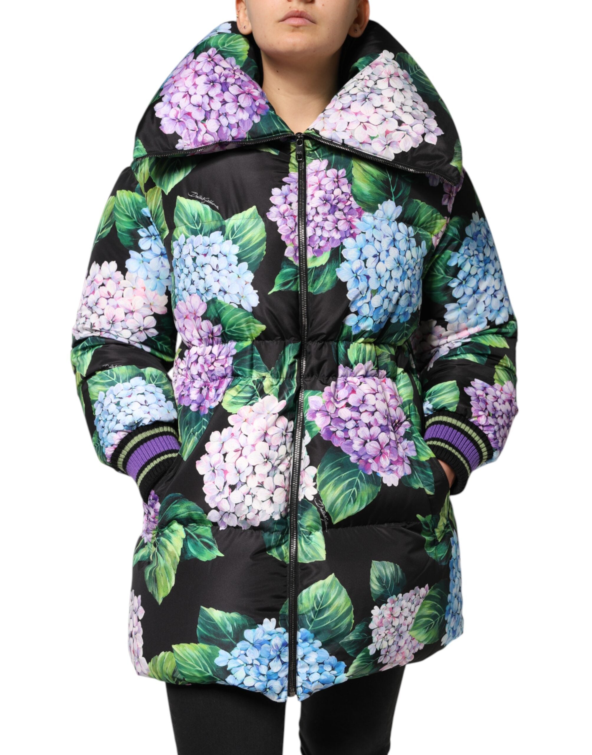Dolce & Gabbana Multicolor Floral Print Puffer Quilted Women's Jacket
