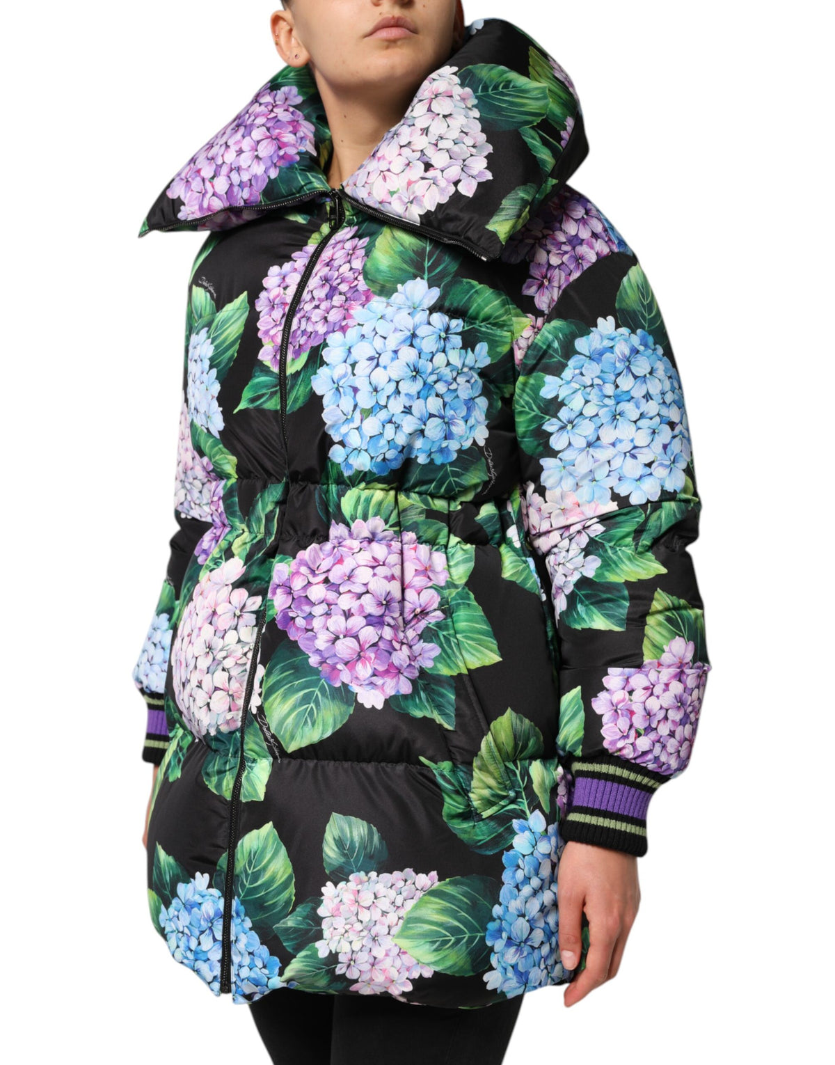 Dolce & Gabbana Multicolor Floral Print Puffer Quilted Women's Jacket