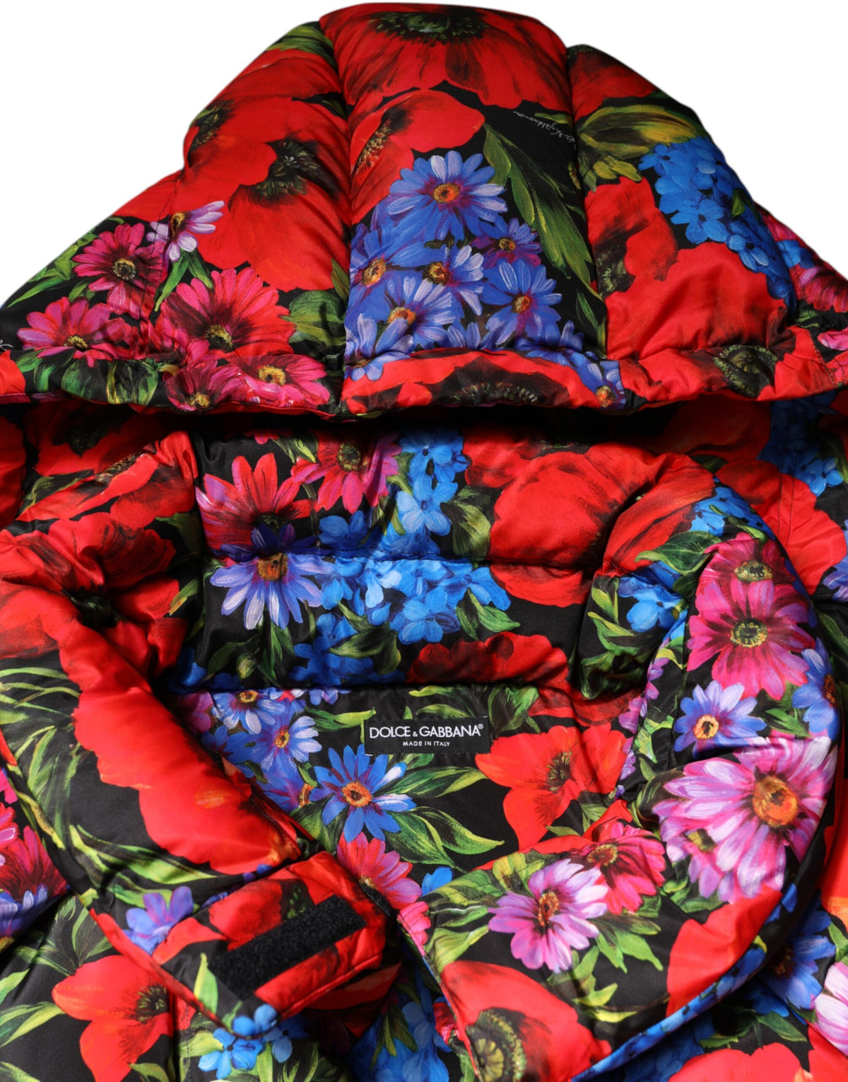 Dolce & Gabbana Multicolor Floral Hooded Puffer Coat Women's Jacket