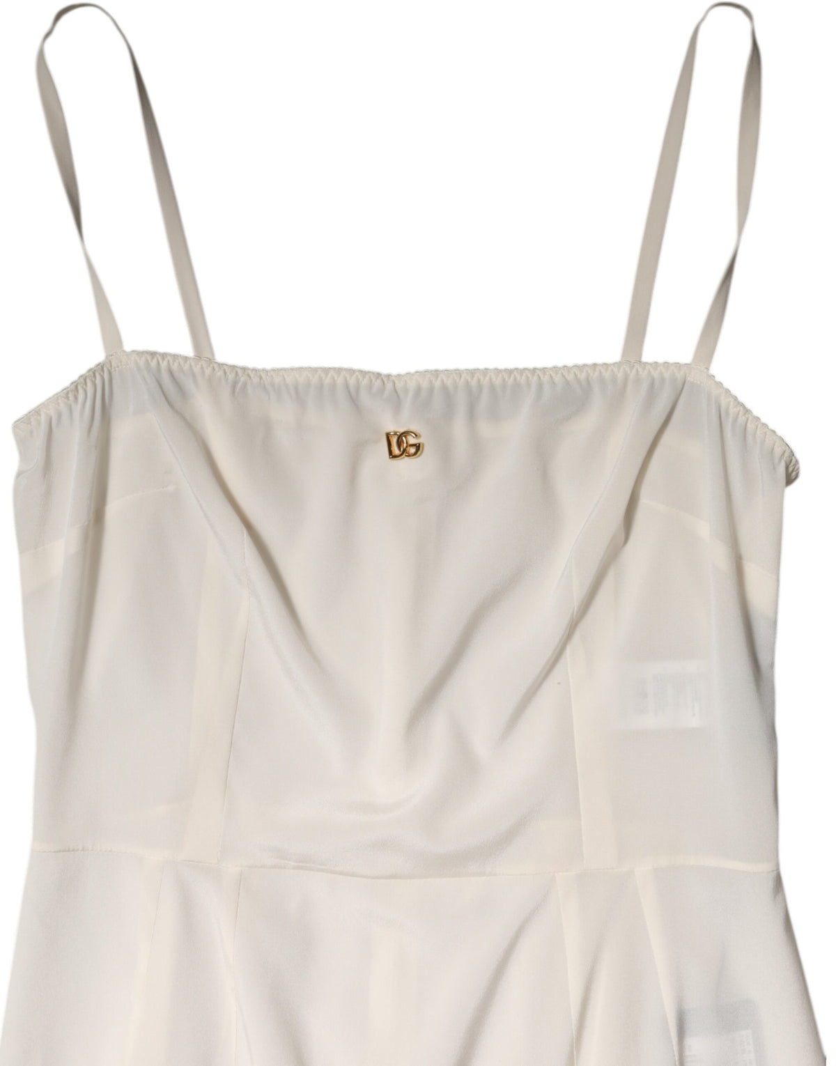 Dolce & Gabbana White Full Slip DG Logo Silk Dress Women's Sleepwear